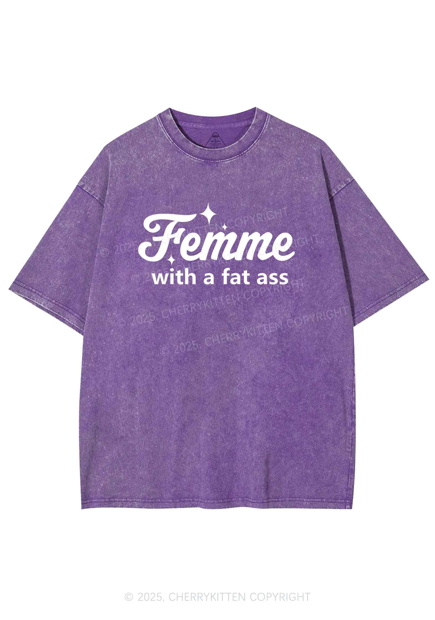 Femme With Fat Axx Pride Y2K Shirts Washed Tee Cherrykitten - Image 5