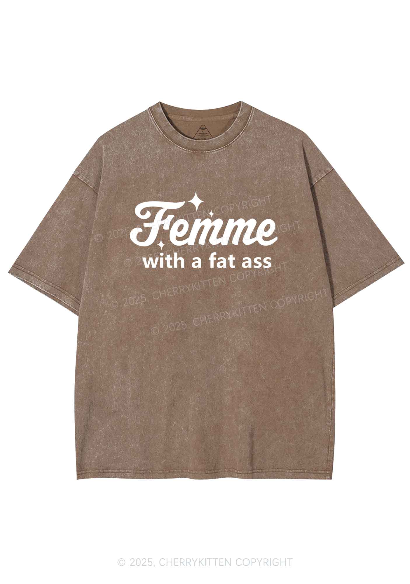 Femme With Fat Axx Pride Y2K Shirts Washed Tee Cherrykitten - Image 6