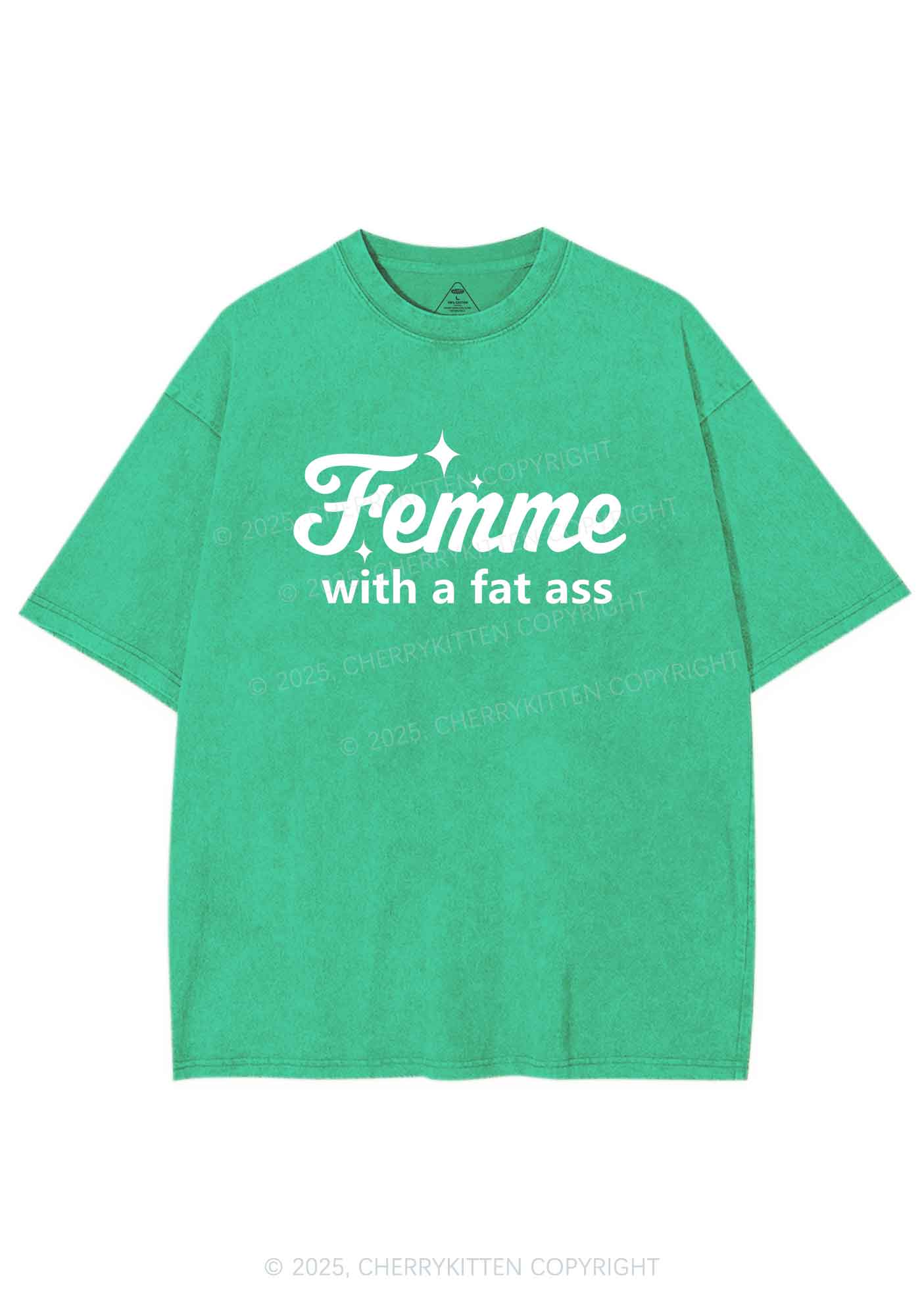 Femme With Fat Axx Pride Y2K Shirts Washed Tee Cherrykitten - Image 7