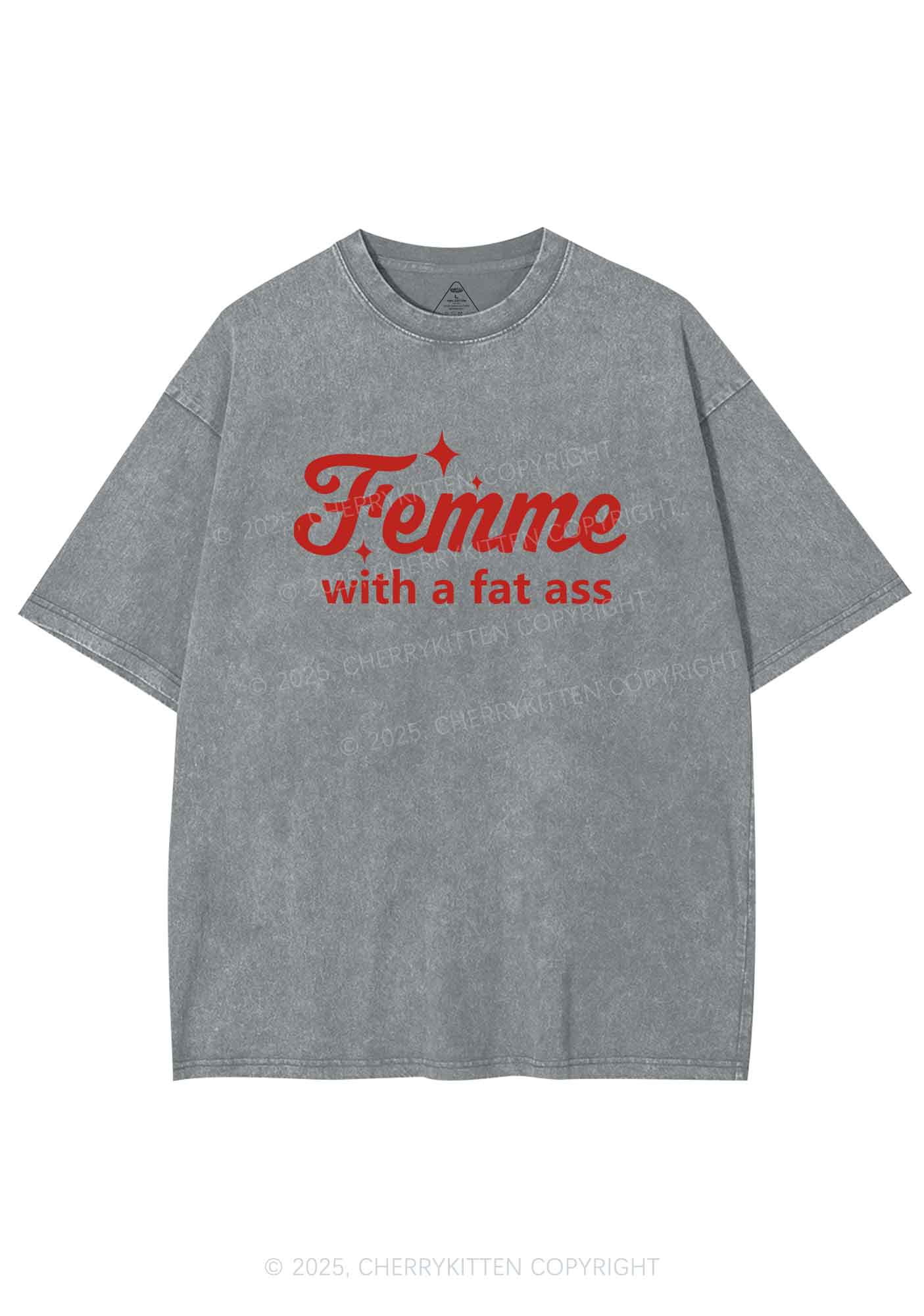 Femme With Fat Axx Pride Y2K Shirts Washed Tee Cherrykitten - Image 8