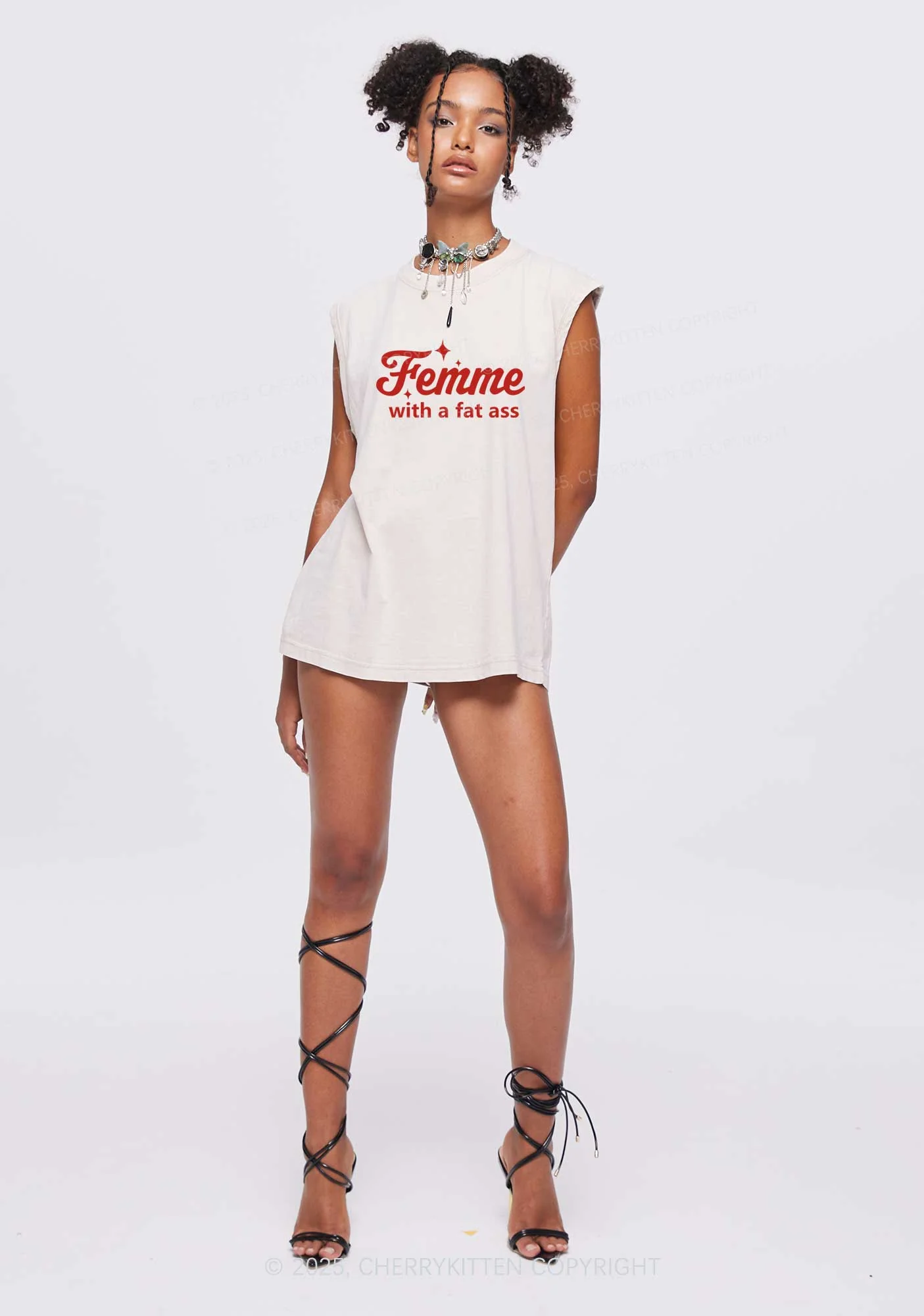 Femme With Fat Axx Pride Y2K Washed Muscle Tank Cherrykitten - Image 2