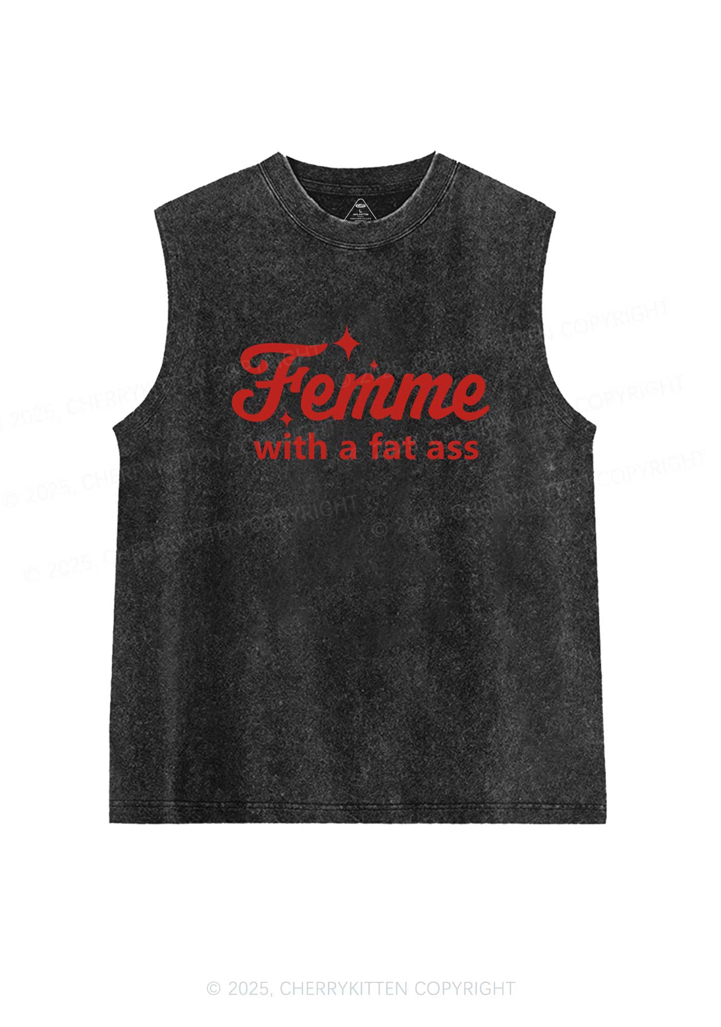 Femme With Fat Axx Pride Y2K Washed Muscle Tank Cherrykitten - Image 3