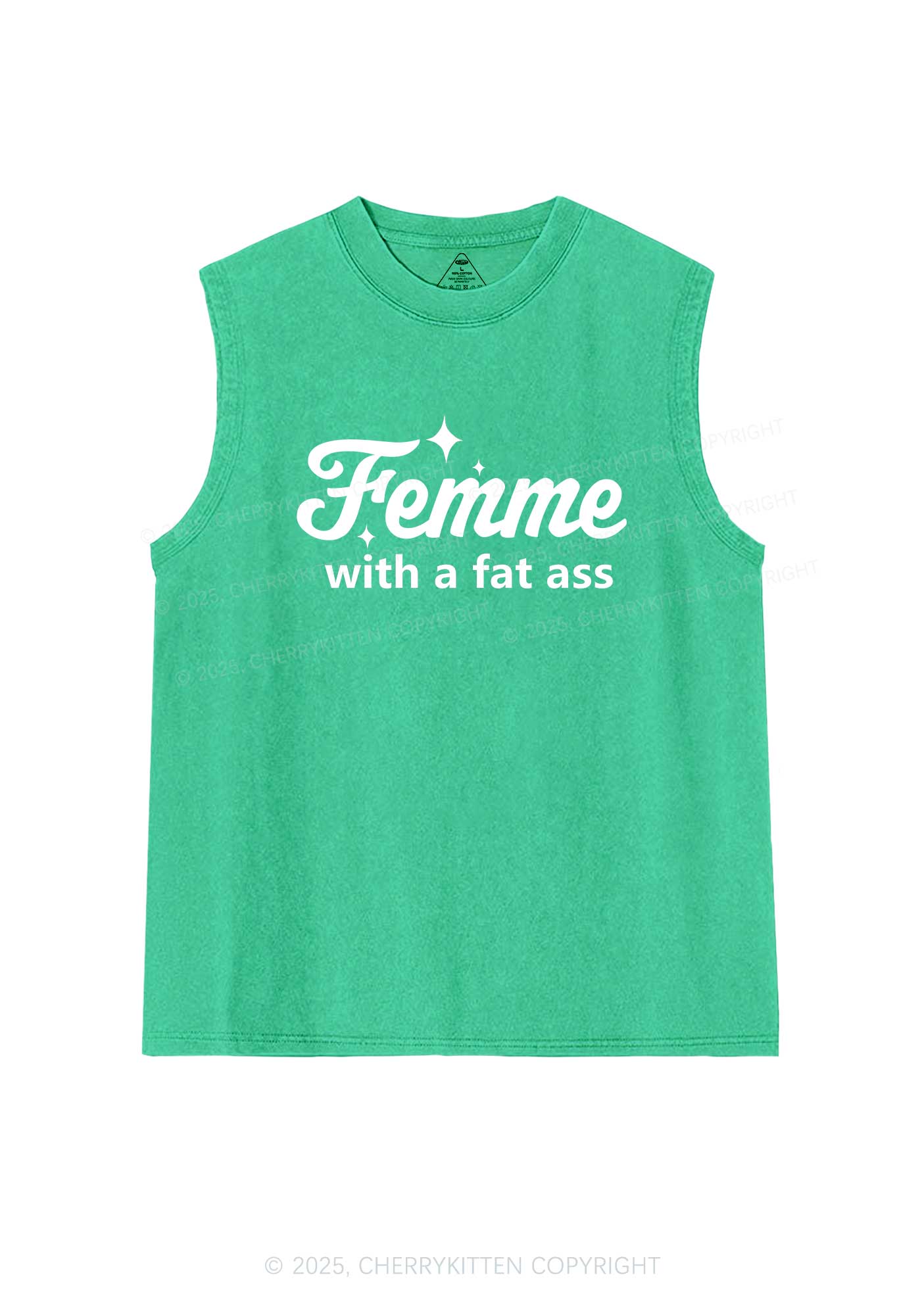 Femme With Fat Axx Pride Y2K Washed Muscle Tank Cherrykitten - Image 5