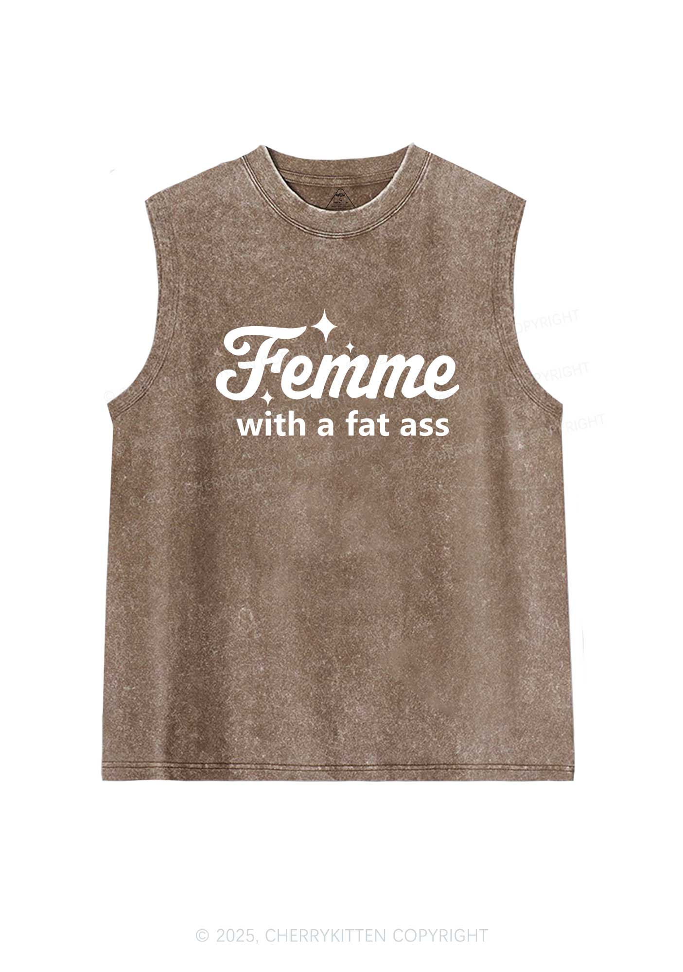Femme With Fat Axx Pride Y2K Washed Muscle Tank Cherrykitten - Image 6