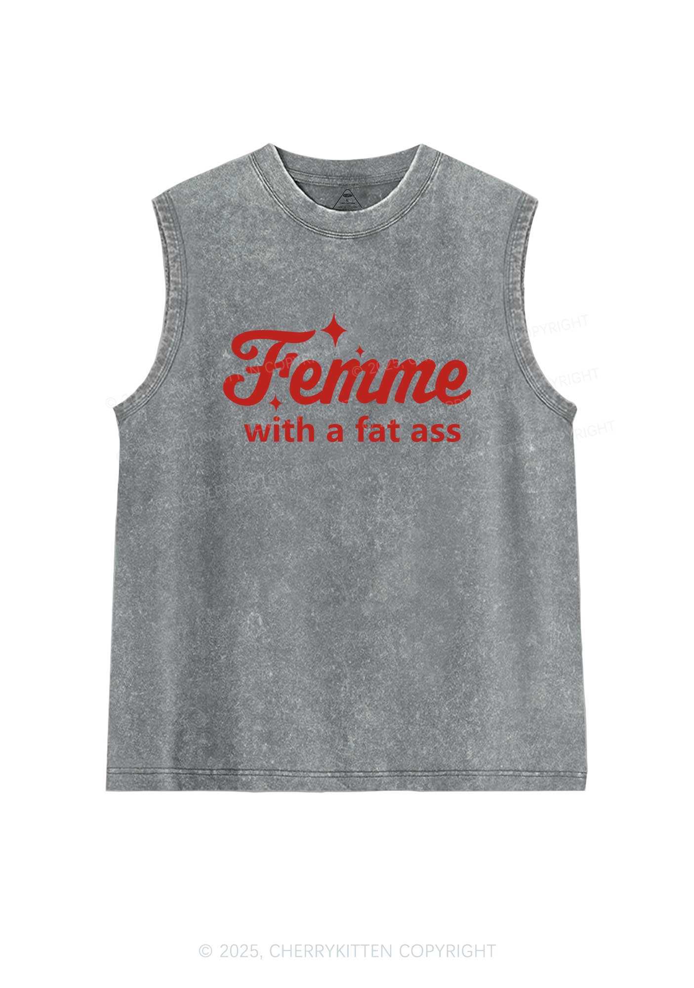 Femme With Fat Axx Pride Y2K Washed Muscle Tank Cherrykitten - Image 7