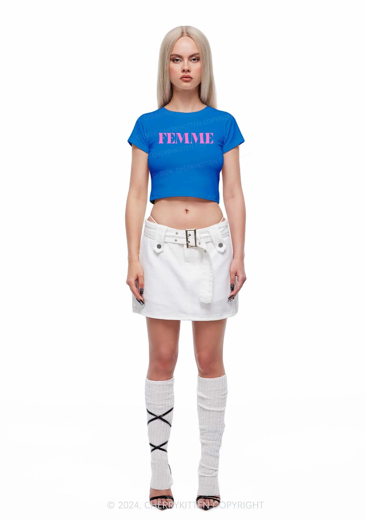 Femme Y2K Baby Tee Cherrykitten - Image 3