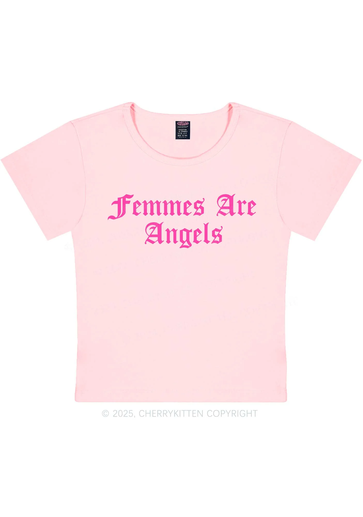 Femmes Are Angels Y2K Baby Tee Cherrykitten - Image 10