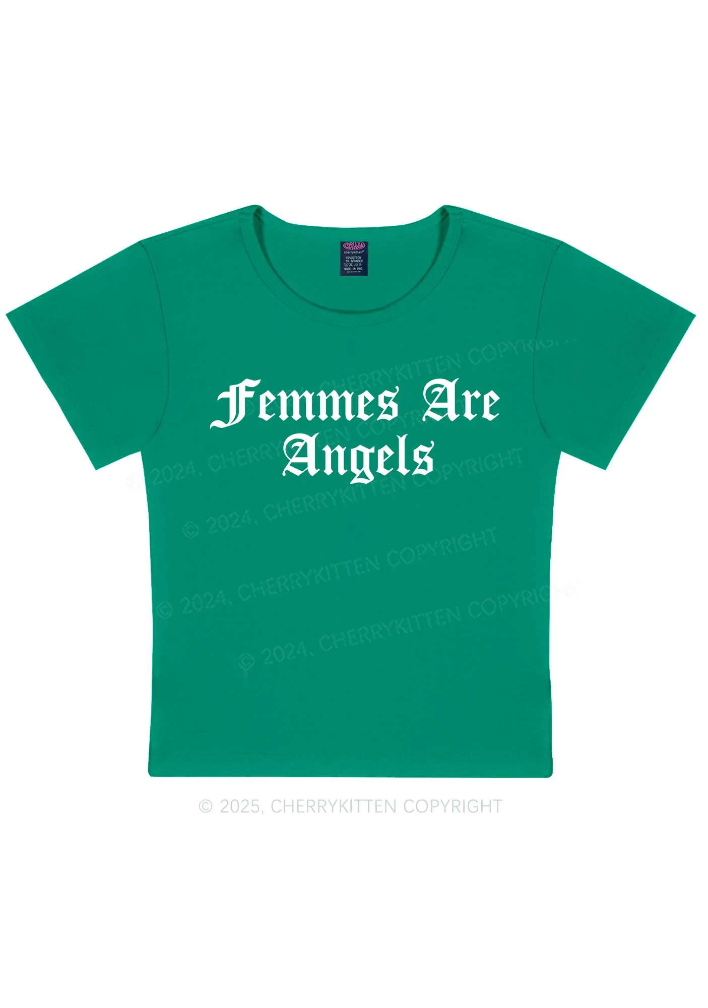 Femmes Are Angels Y2K Baby Tee Cherrykitten - Image 11