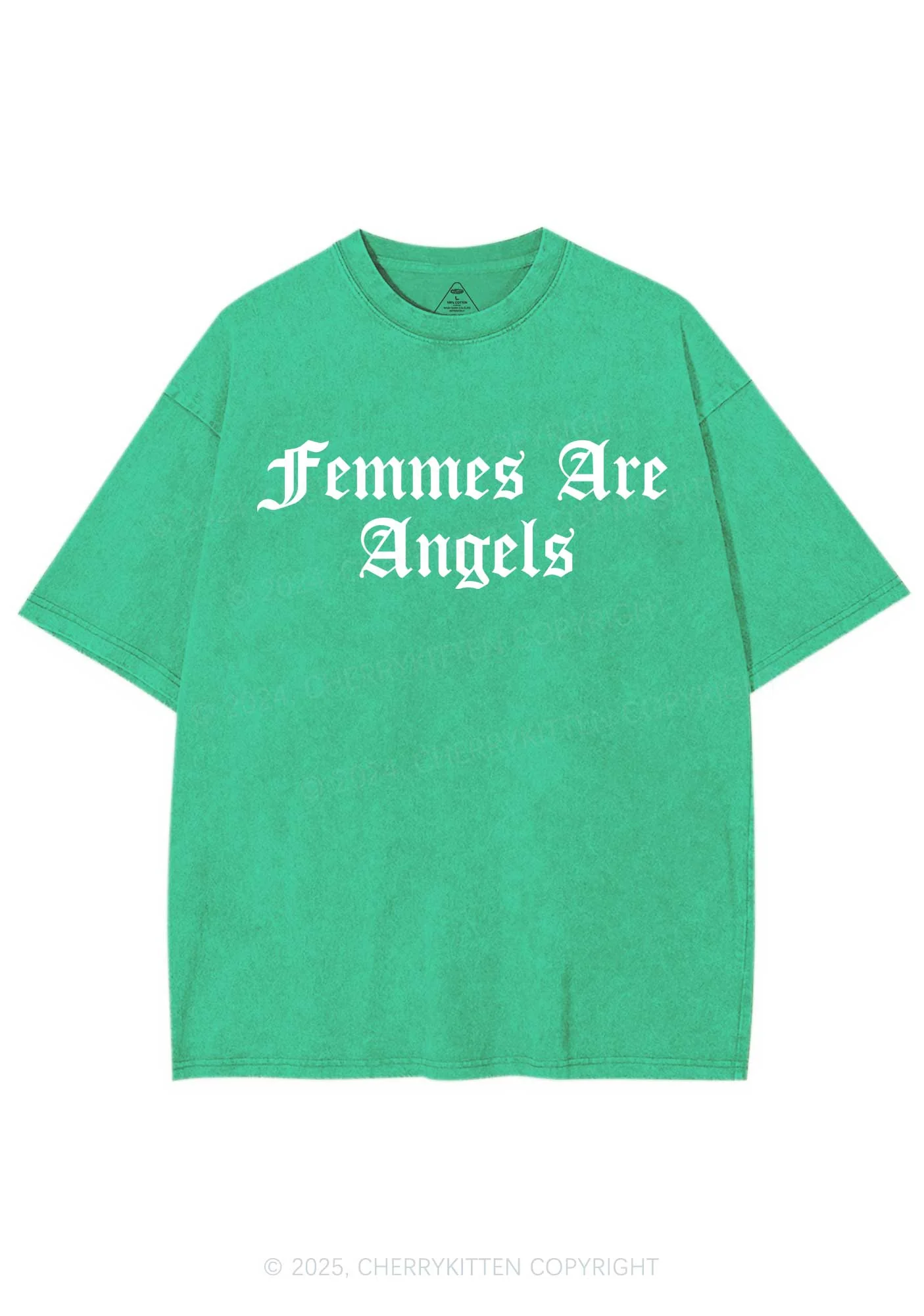 Femmes Are Angels Y2K Shirts Washed Tee Cherrykitten - Image 6