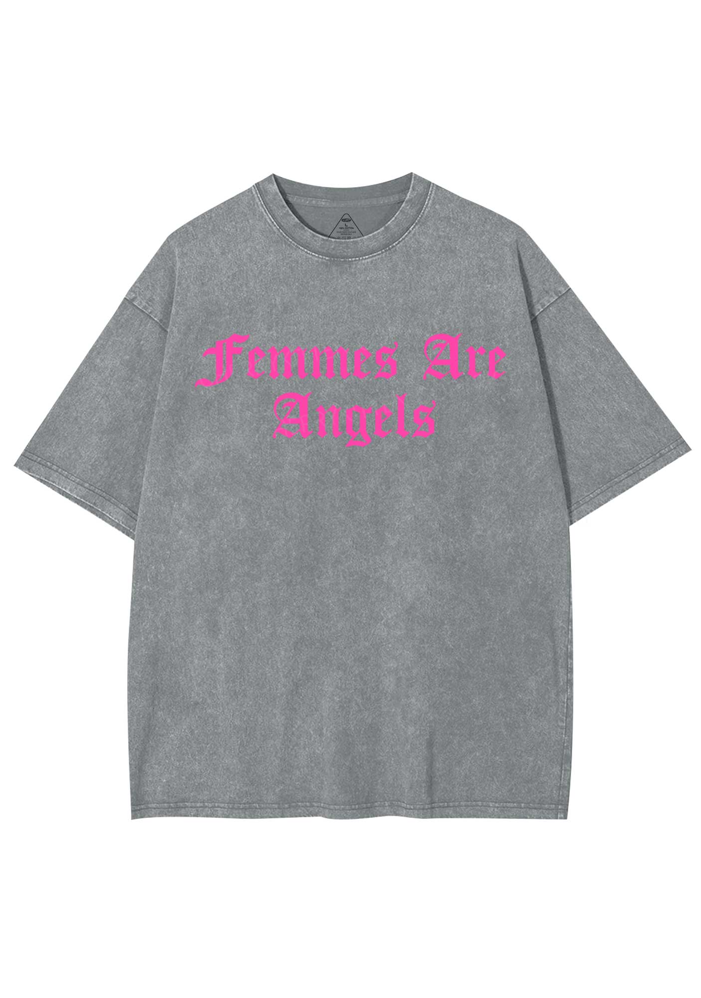 Femmes Are Angels Y2K Shirts Washed Tee Cherrykitten - Image 8