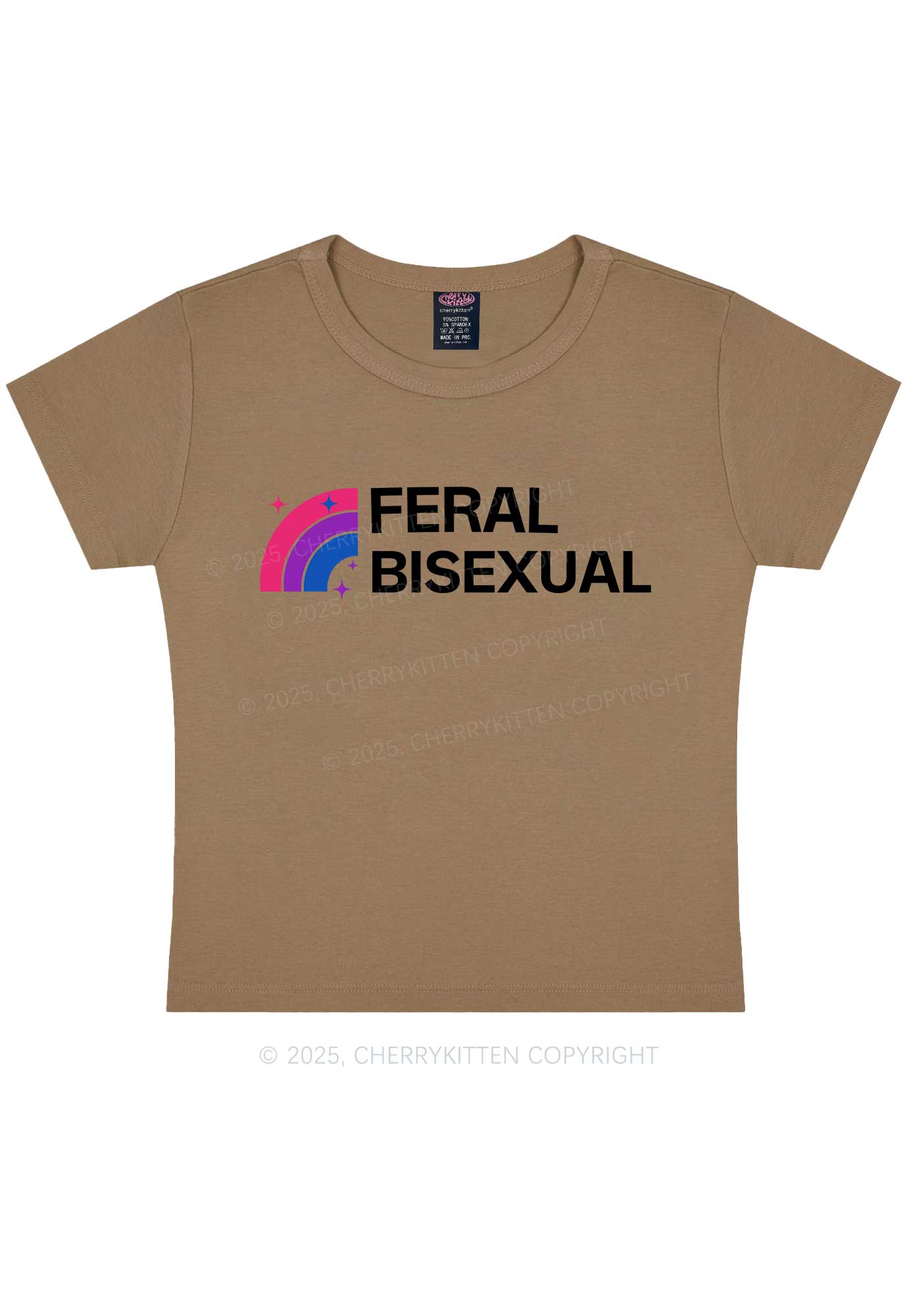 Feral Bisexual Pride Y2K Baby Tee Cherrykitten - Image 10