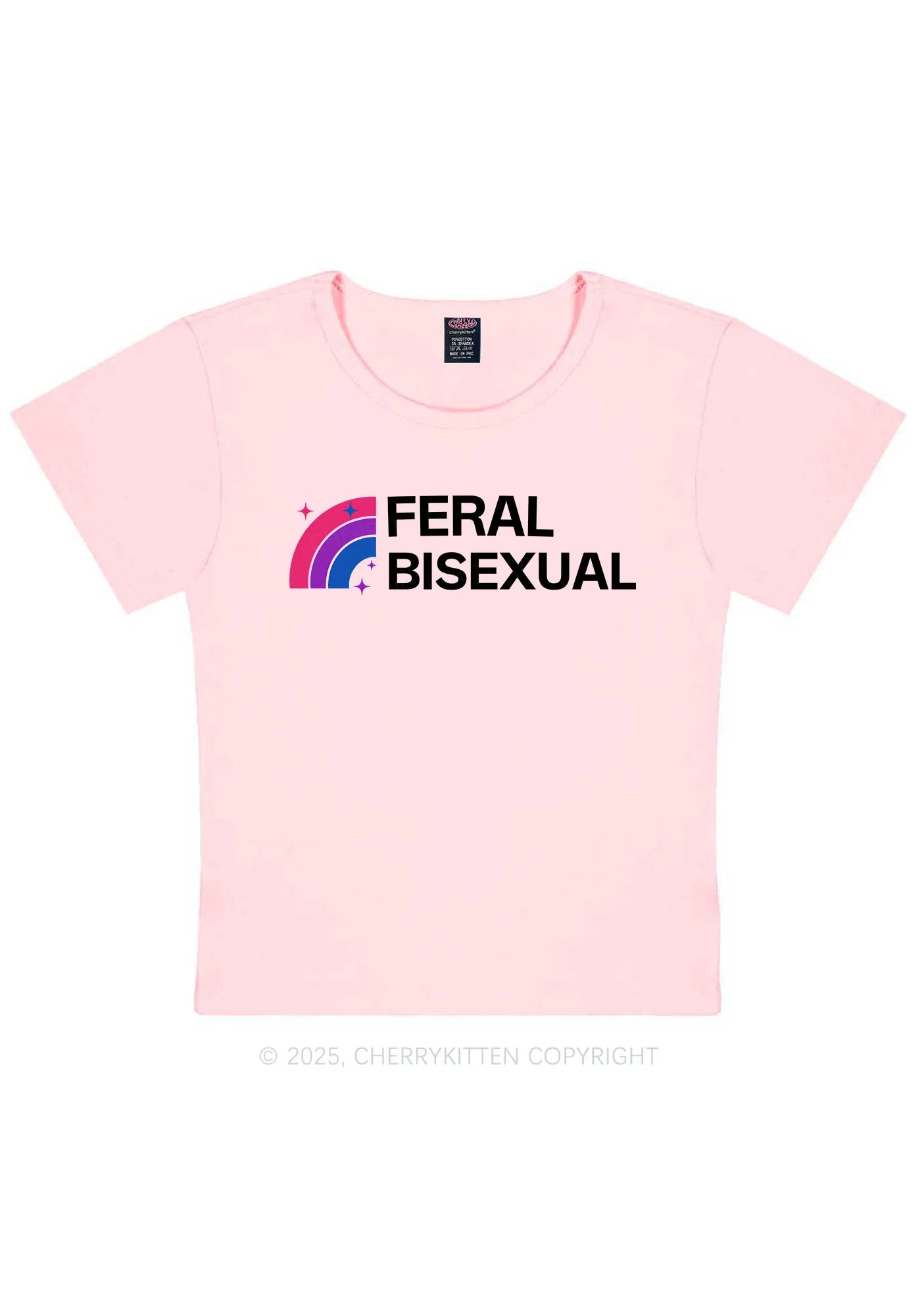 Feral Bisexual Pride Y2K Baby Tee Cherrykitten - Image 11