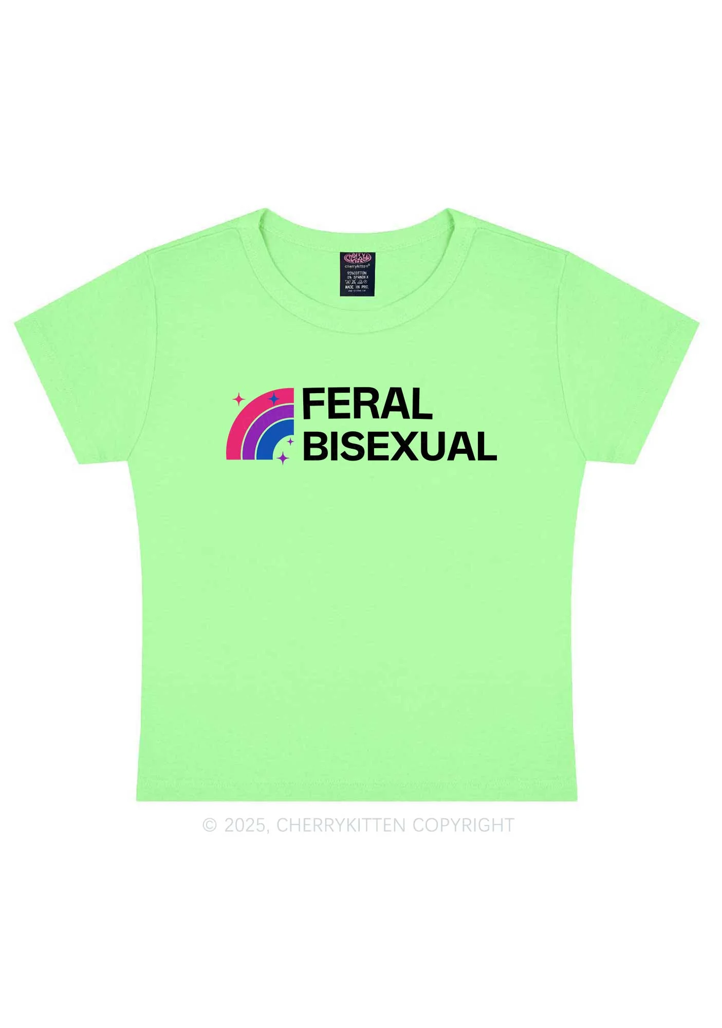 Feral Bisexual Pride Y2K Baby Tee Cherrykitten - Image 12
