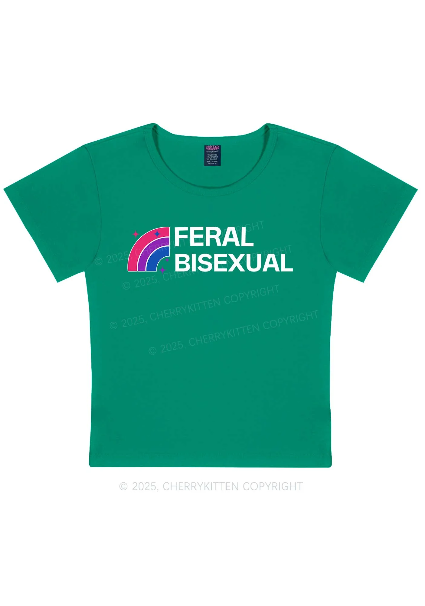 Feral Bisexual Pride Y2K Baby Tee Cherrykitten - Image 13