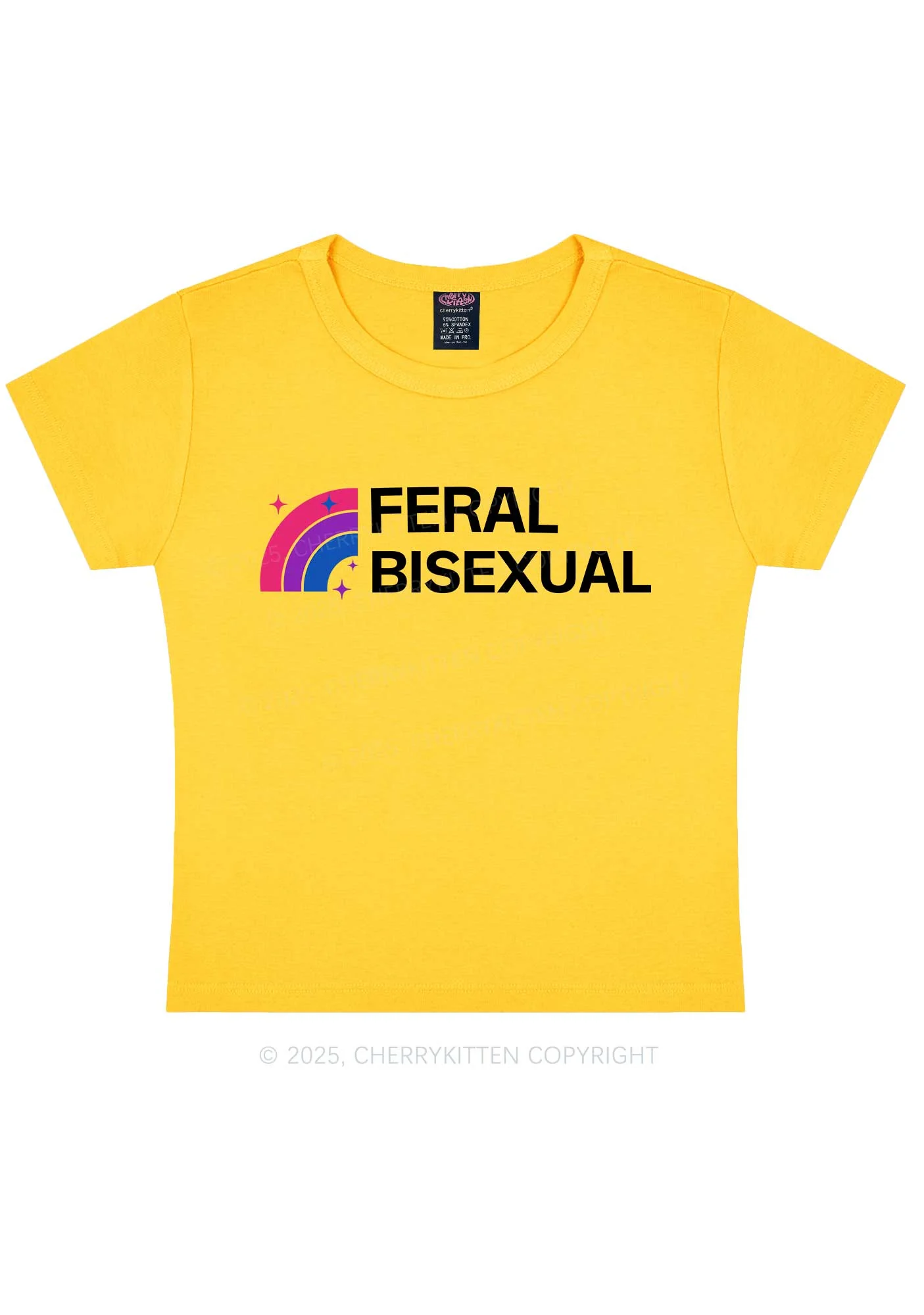 Feral Bisexual Pride Y2K Baby Tee Cherrykitten - Image 4