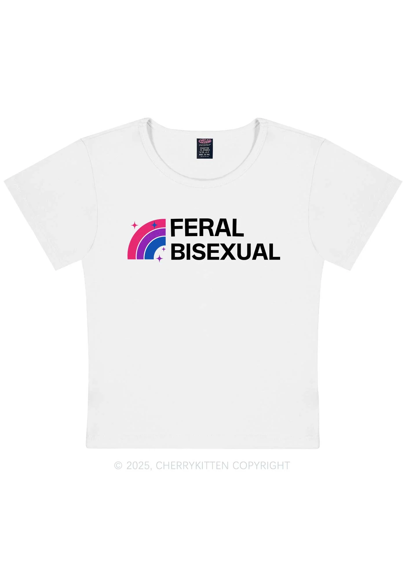Feral Bisexual Pride Y2K Baby Tee Cherrykitten - Image 5