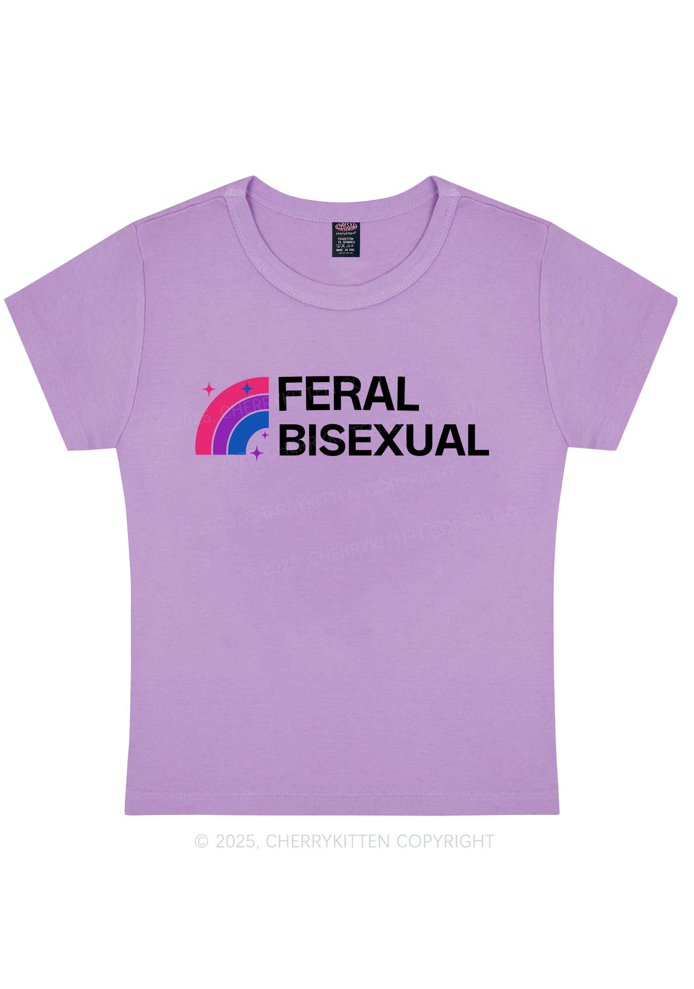 Feral Bisexual Pride Y2K Baby Tee Cherrykitten - Image 6