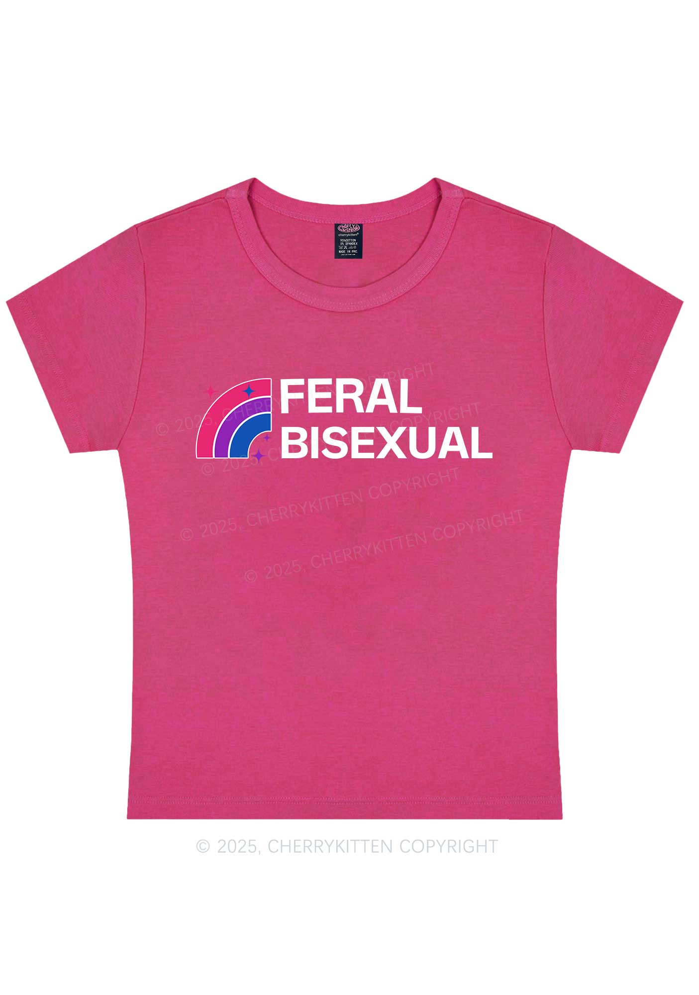 Feral Bisexual Pride Y2K Baby Tee Cherrykitten - Image 7