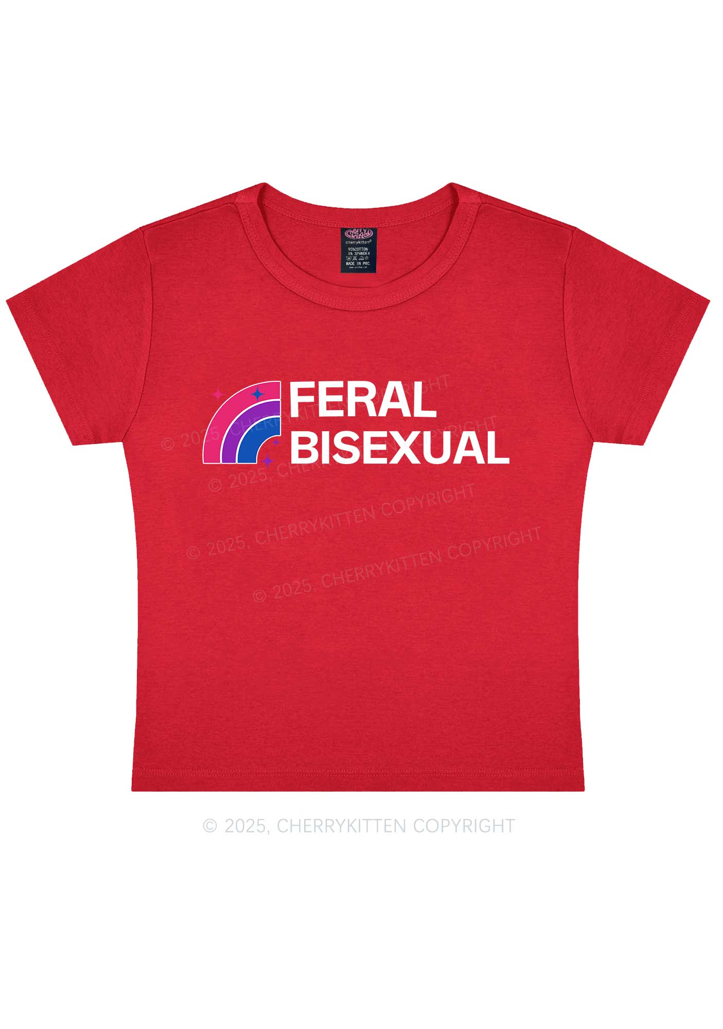 Feral Bisexual Pride Y2K Baby Tee Cherrykitten - Image 8
