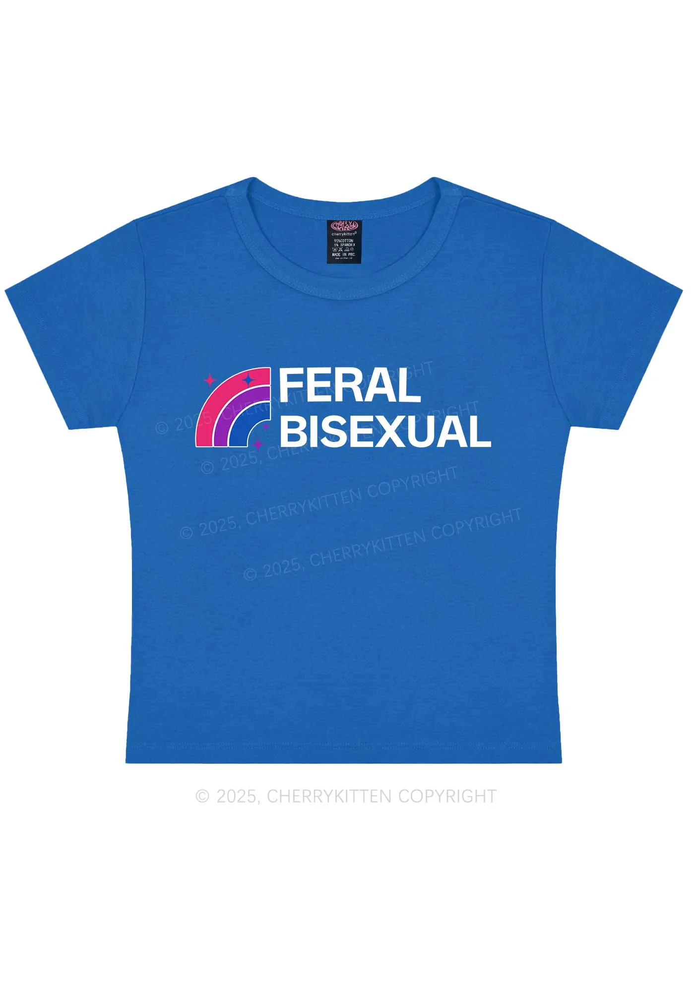 Feral Bisexual Pride Y2K Baby Tee Cherrykitten - Image 9