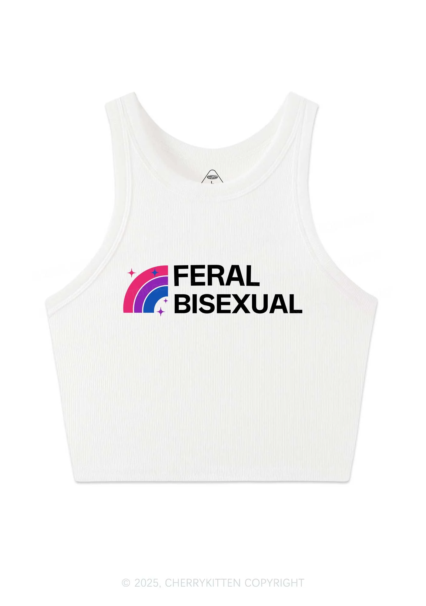 Feral Bisexual Pride Y2K Crop Tank Top Cherrykitten - Image 3
