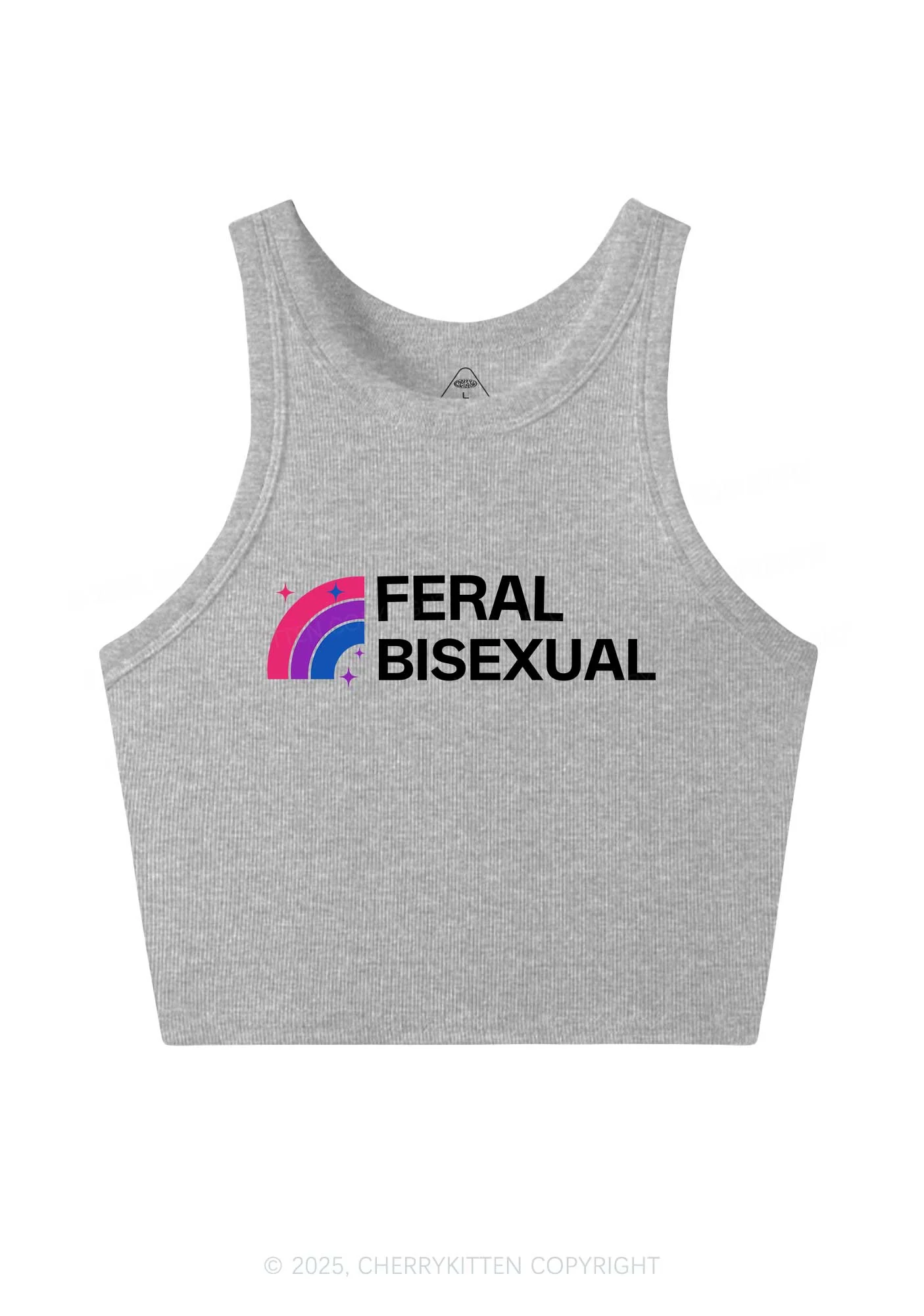 Feral Bisexual Pride Y2K Crop Tank Top Cherrykitten - Image 4