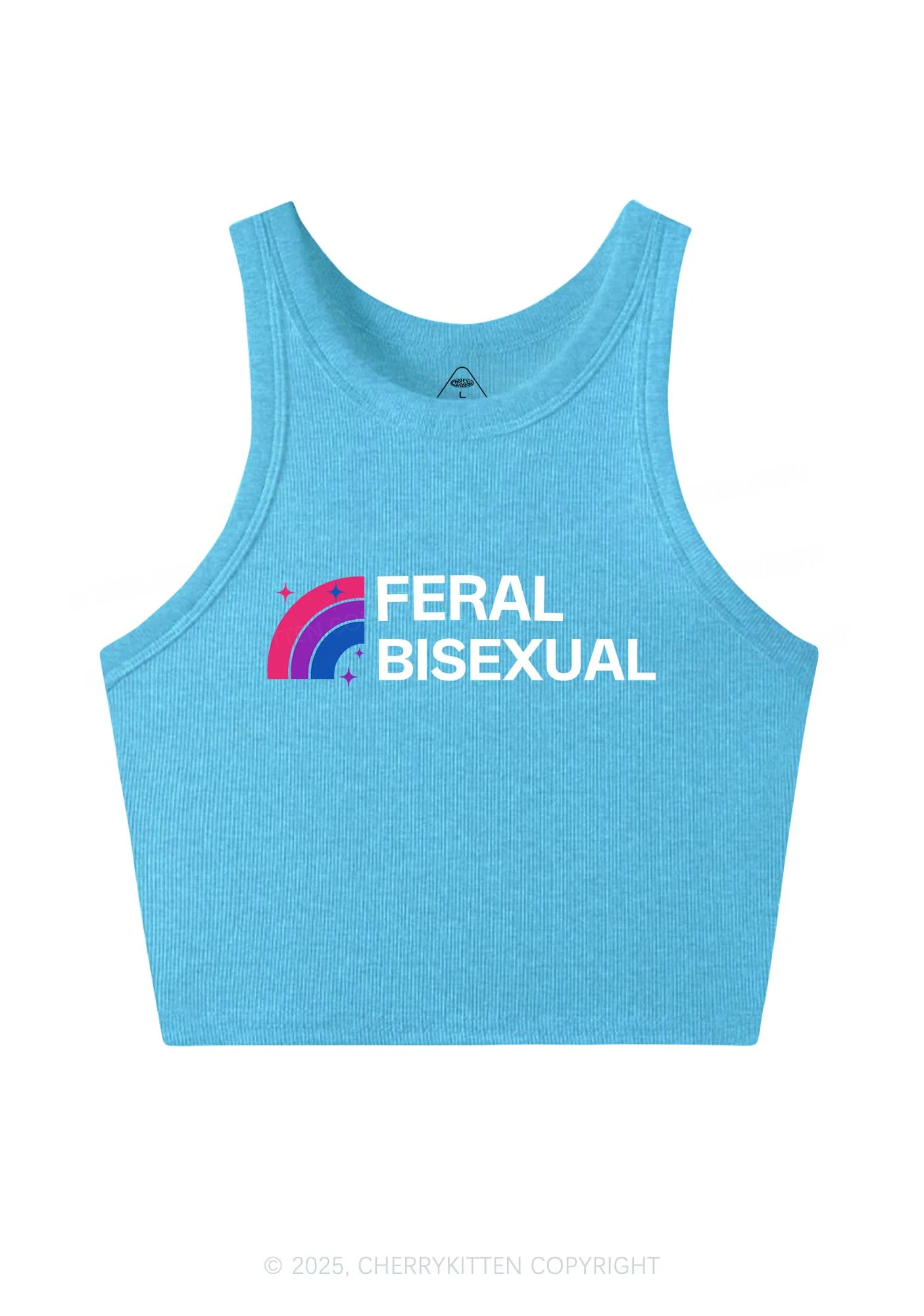 Feral Bisexual Pride Y2K Crop Tank Top Cherrykitten - Image 5