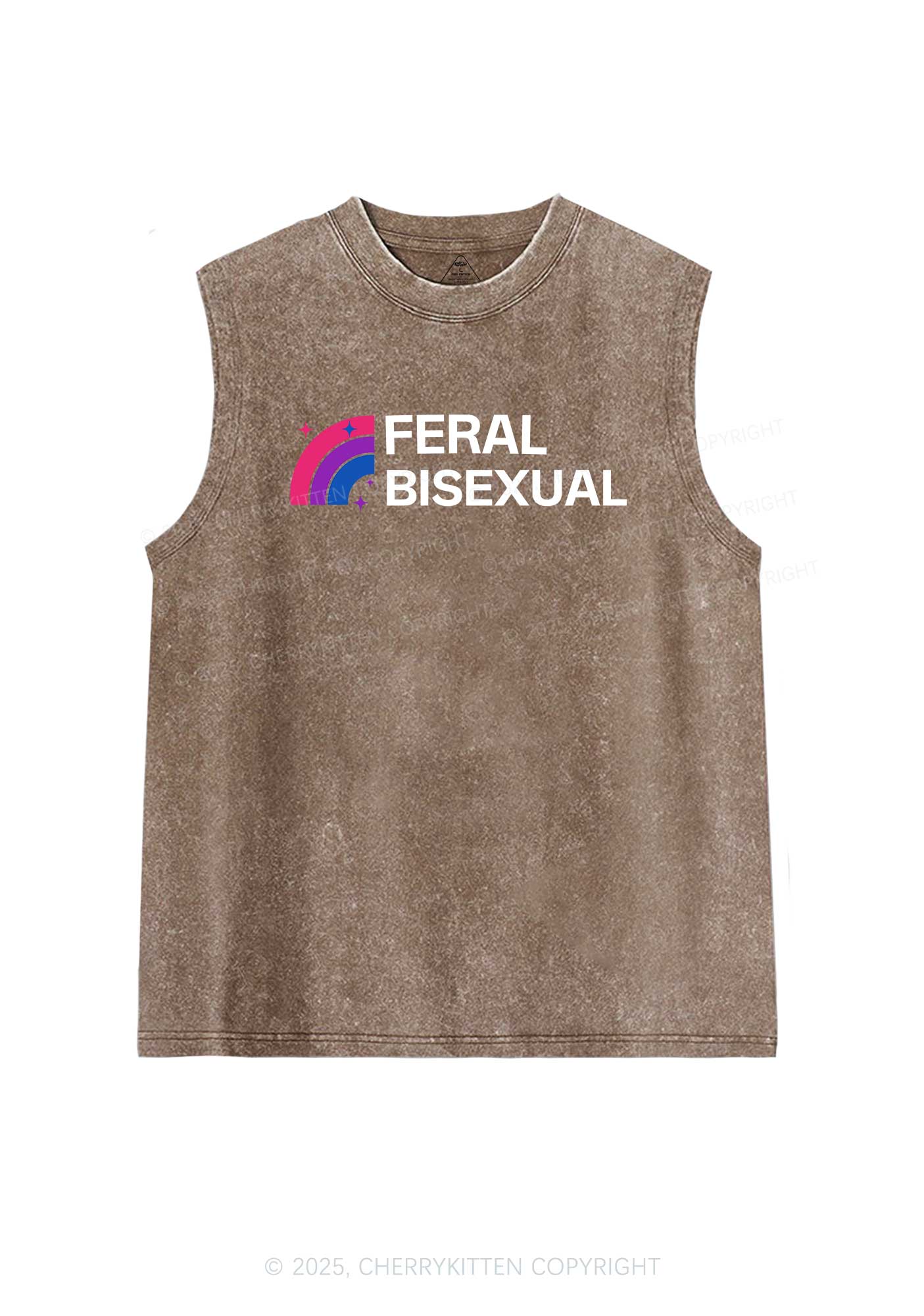 Feral Bisexual Pride Y2K Washed Muscle Tank Cherrykitten - Image 5
