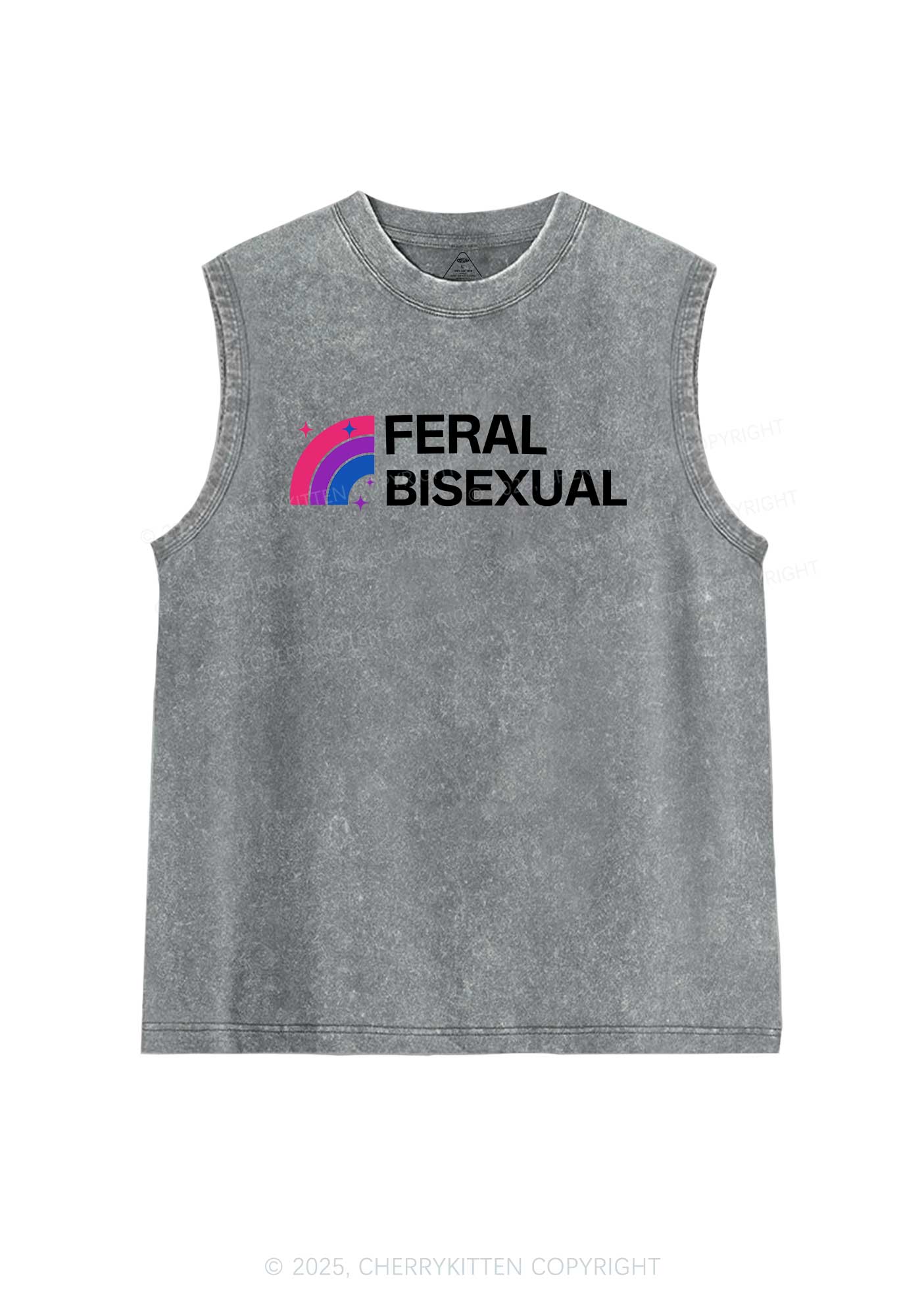 Feral Bisexual Pride Y2K Washed Muscle Tank Cherrykitten - Image 6