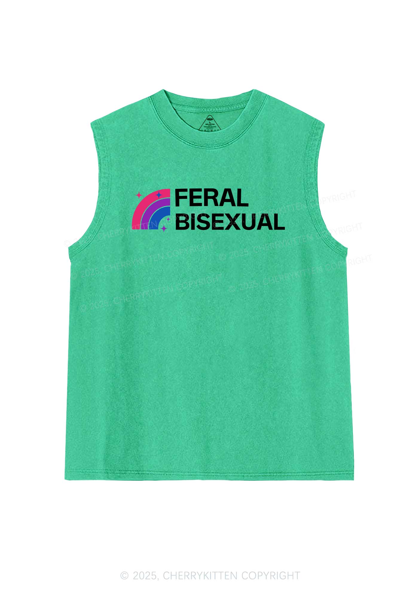 Feral Bisexual Pride Y2K Washed Muscle Tank Cherrykitten - Image 7