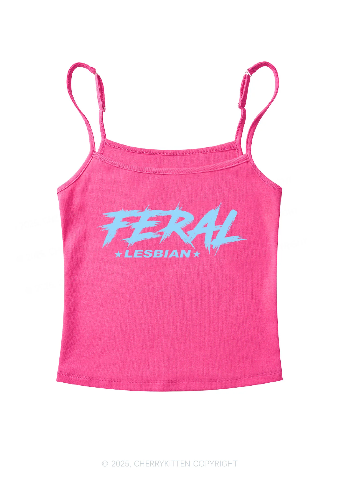 Feral Lesbian Pride Y2K Spaghetti Strap Cami Cherrykitten - Image 3