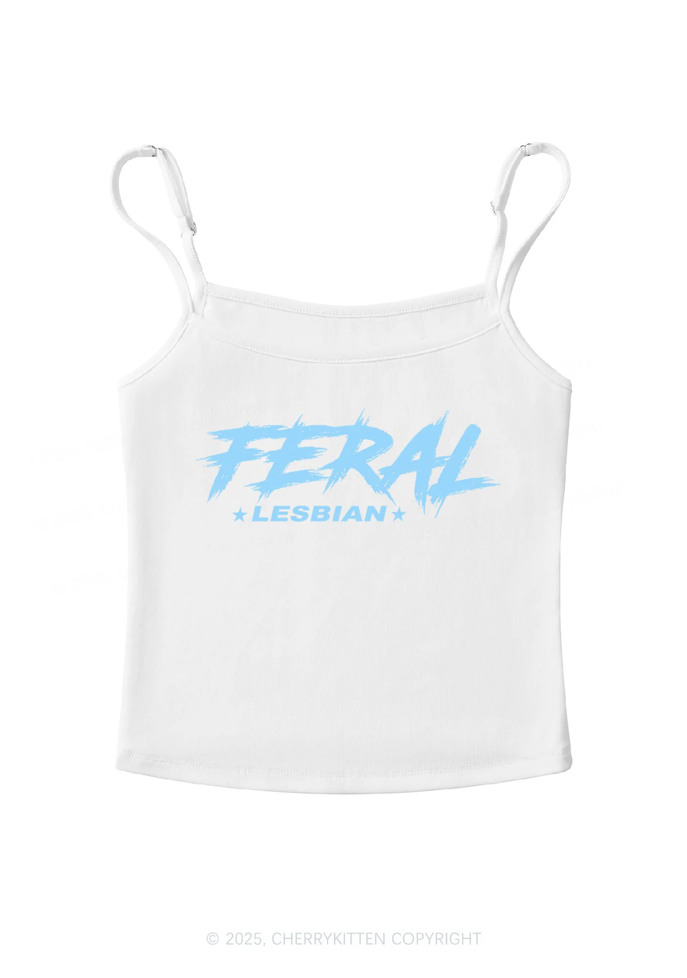 Feral Lesbian Pride Y2K Spaghetti Strap Cami Cherrykitten - Image 4