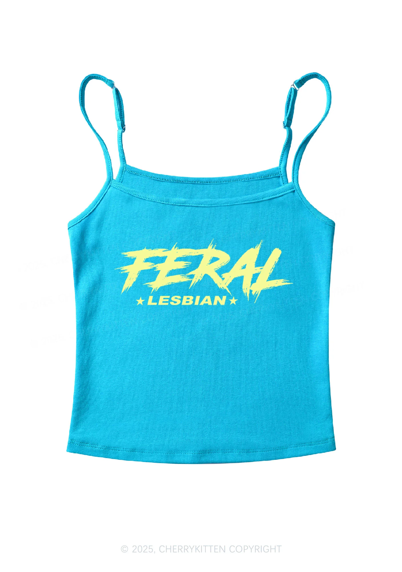 Feral Lesbian Pride Y2K Spaghetti Strap Cami Cherrykitten - Image 5