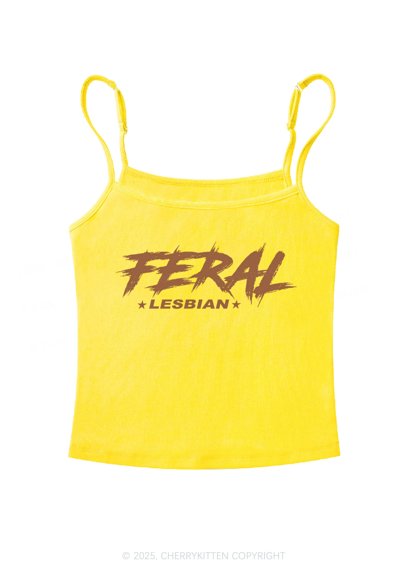 Feral Lesbian Pride Y2K Spaghetti Strap Cami Cherrykitten - Image 6