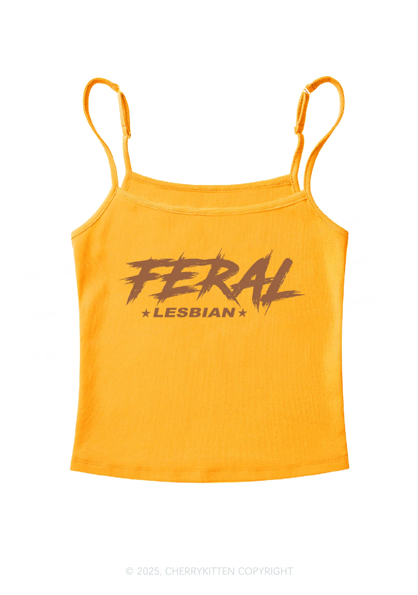 Feral Lesbian Pride Y2K Spaghetti Strap Cami Cherrykitten - Image 7