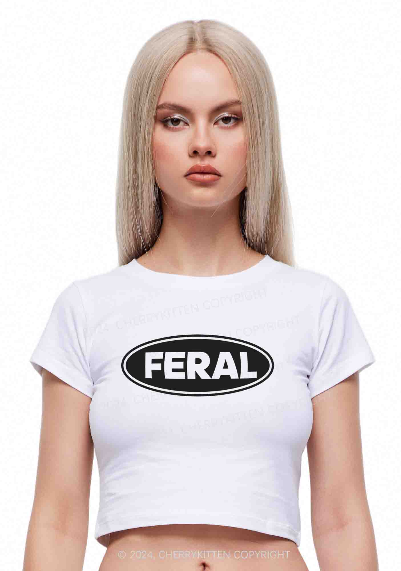 Feral Y2K Baby Tee Cherrykitten - Image 2