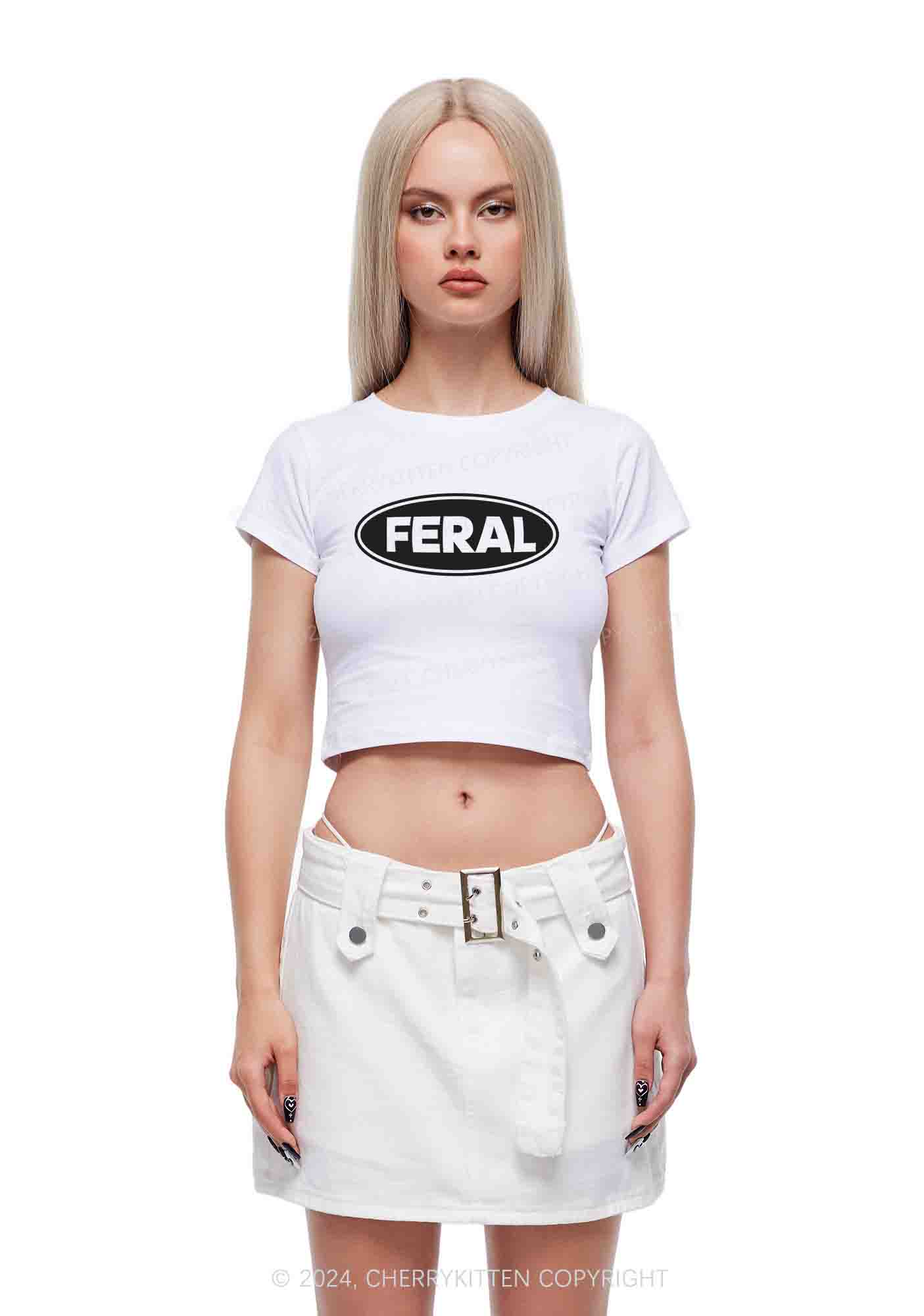 Feral Y2K Baby Tee Cherrykitten - Image 3