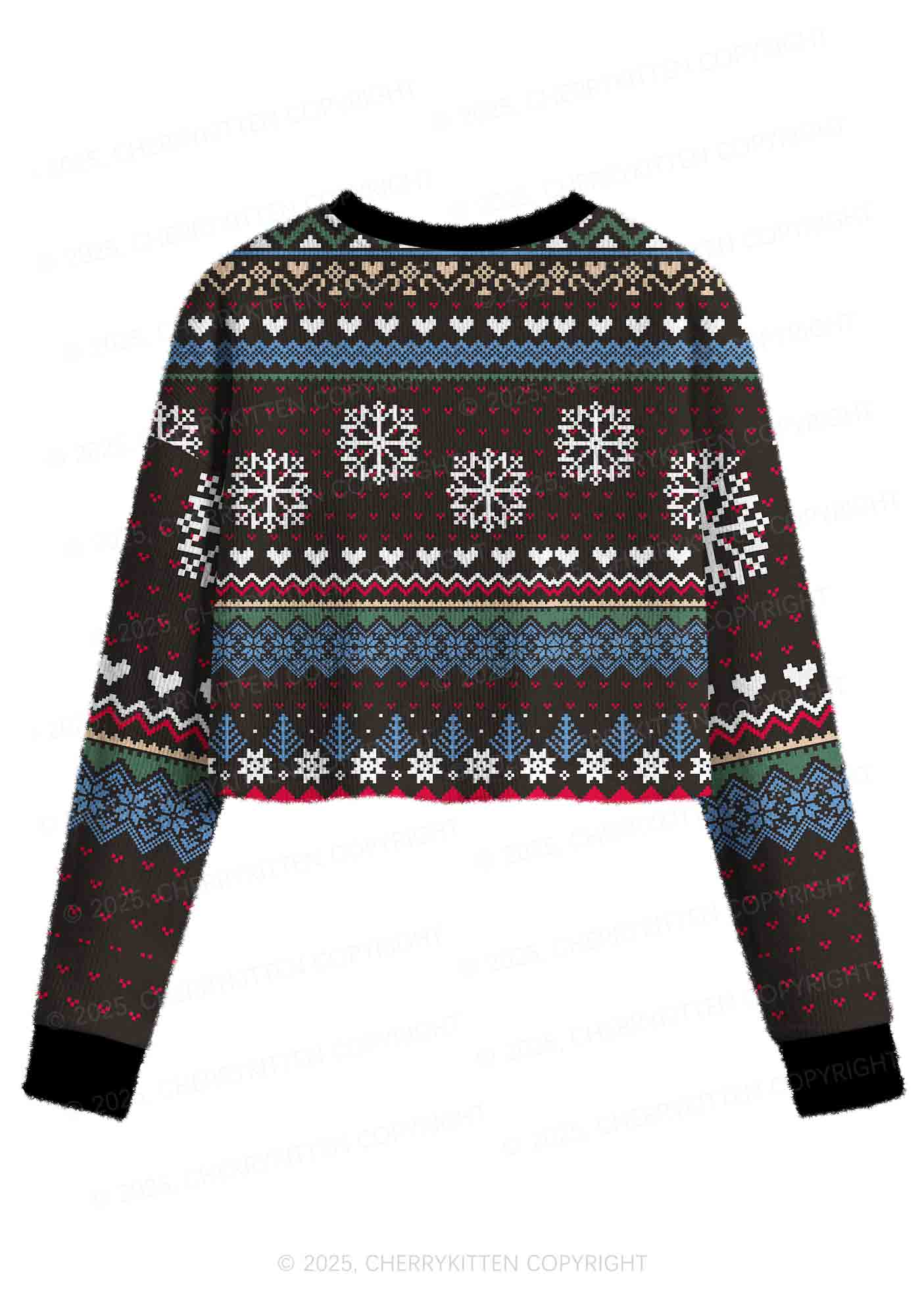Feral Y2K Christmas Crop Knit Sweatshirt Cherrykitten - Image 2
