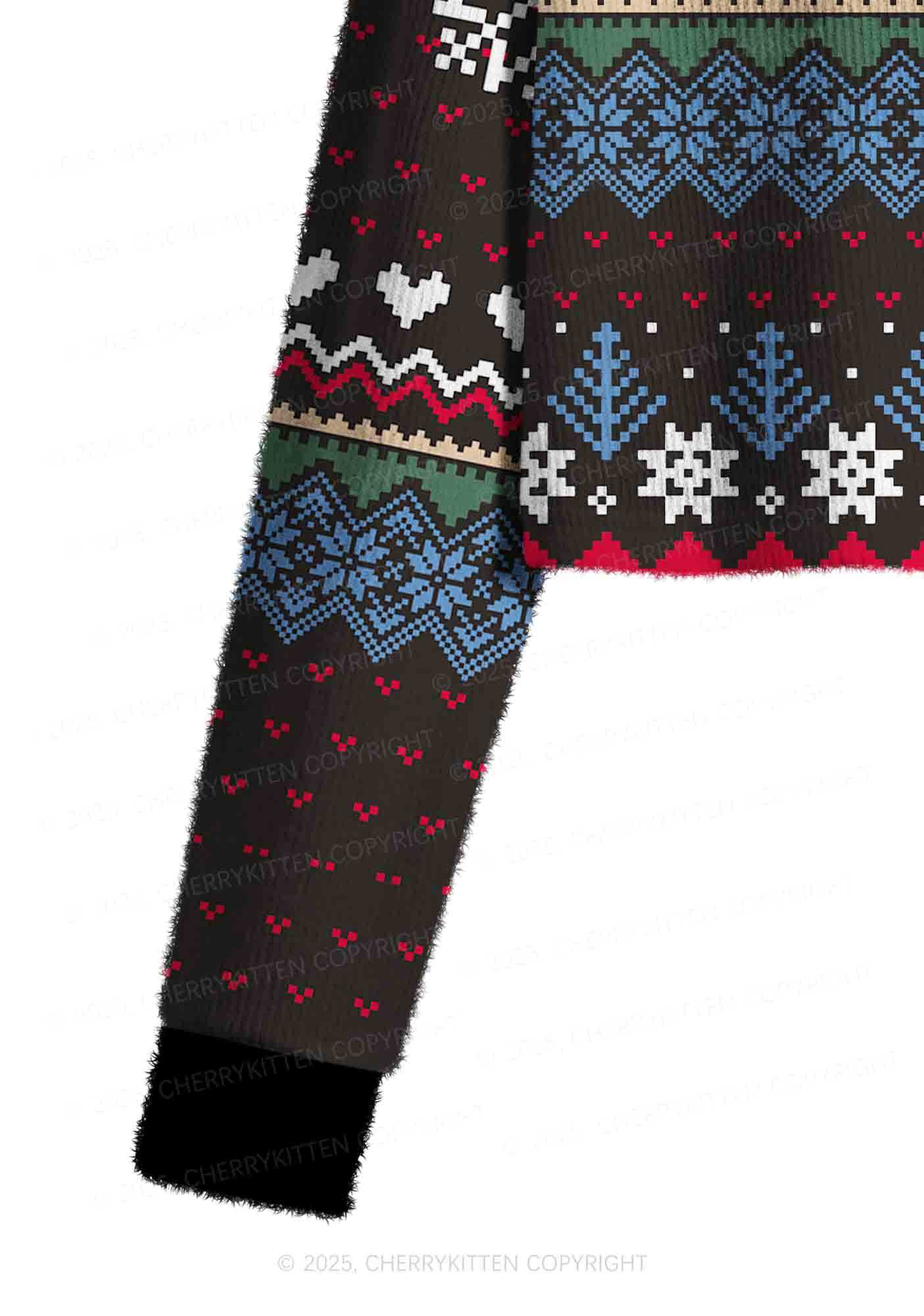Feral Y2K Christmas Crop Knit Sweatshirt Cherrykitten - Image 5