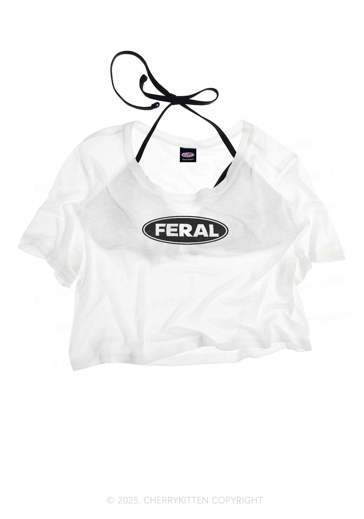 Feral Y2K Sheer Crop Tee Cherrykitten - Image 3