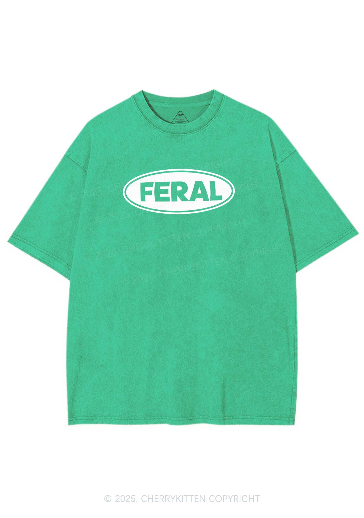 Feral Y2K Shirts Washed Tee Cherrykitten - Image 6