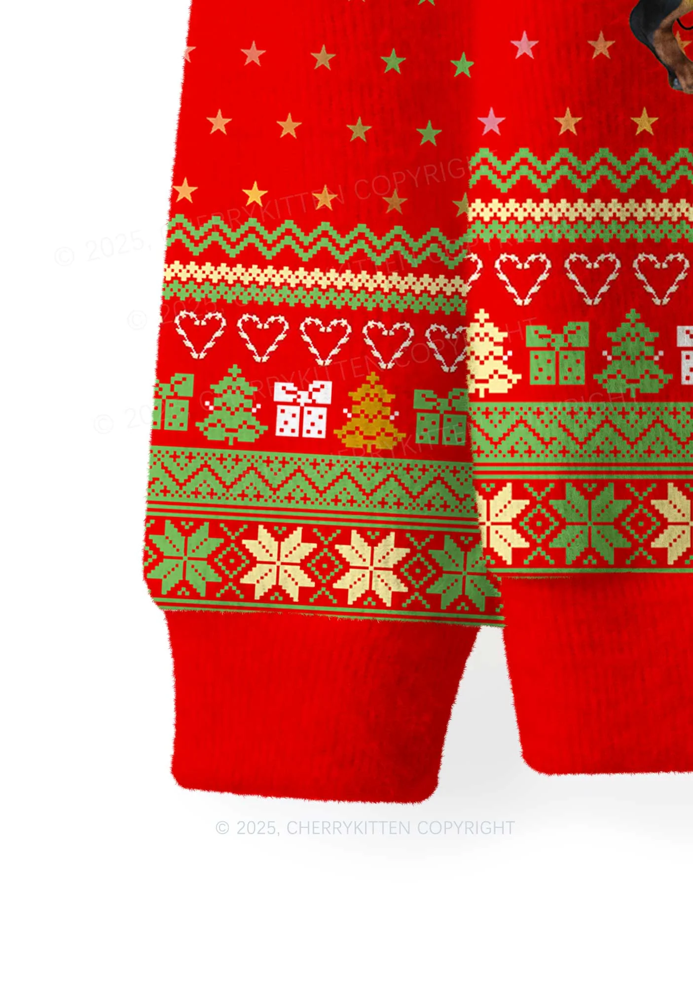 Festive Dachshund Y2K Christmas Knit Sweatshirt Cherrykitten - Image 4