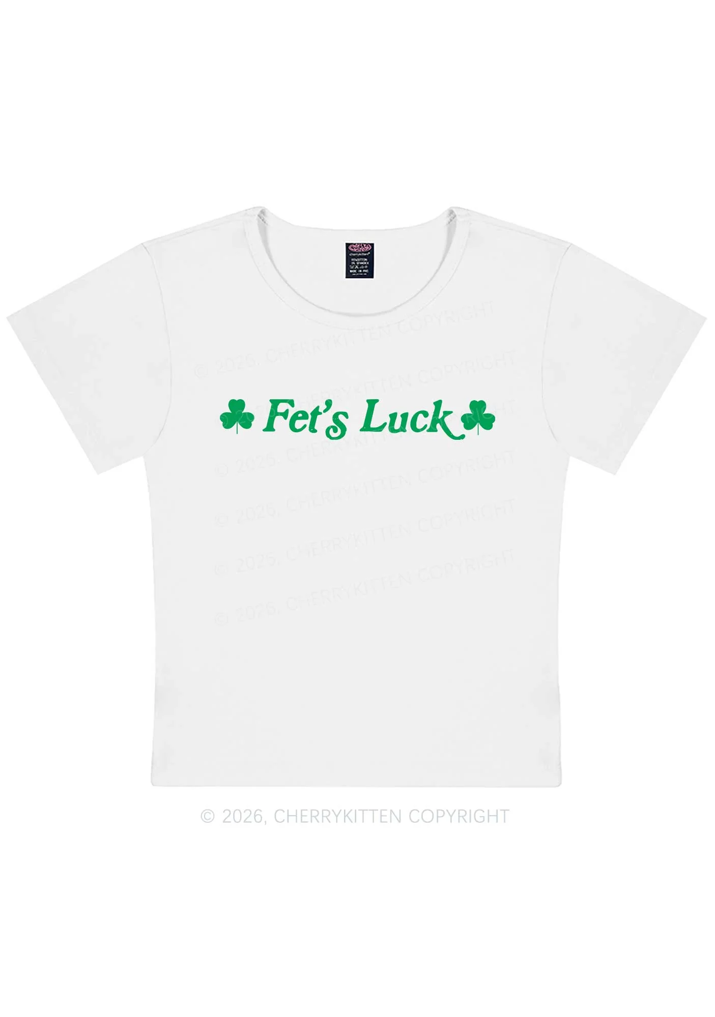 Fets Luck St Patricks Y2K Baby Tee Cherrykitten - Image 4