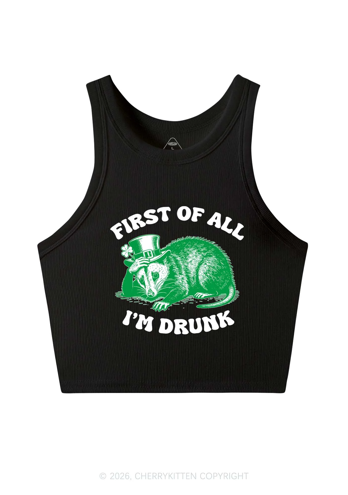 First Of All Im Drunk St Patricks Y2K Crop Tank Top Cherrykitten - Image 3