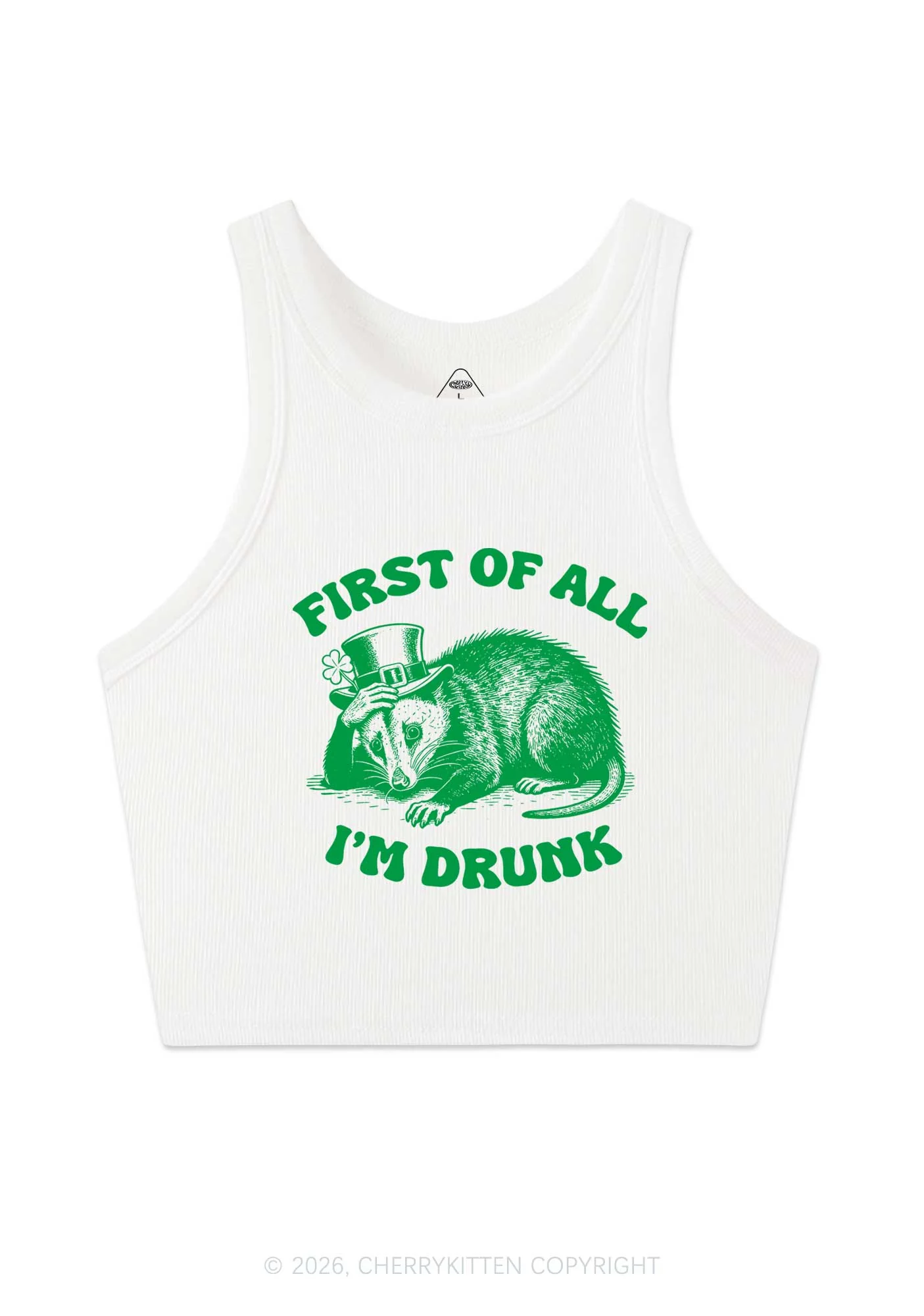 First Of All Im Drunk St Patricks Y2K Crop Tank Top Cherrykitten - Image 4