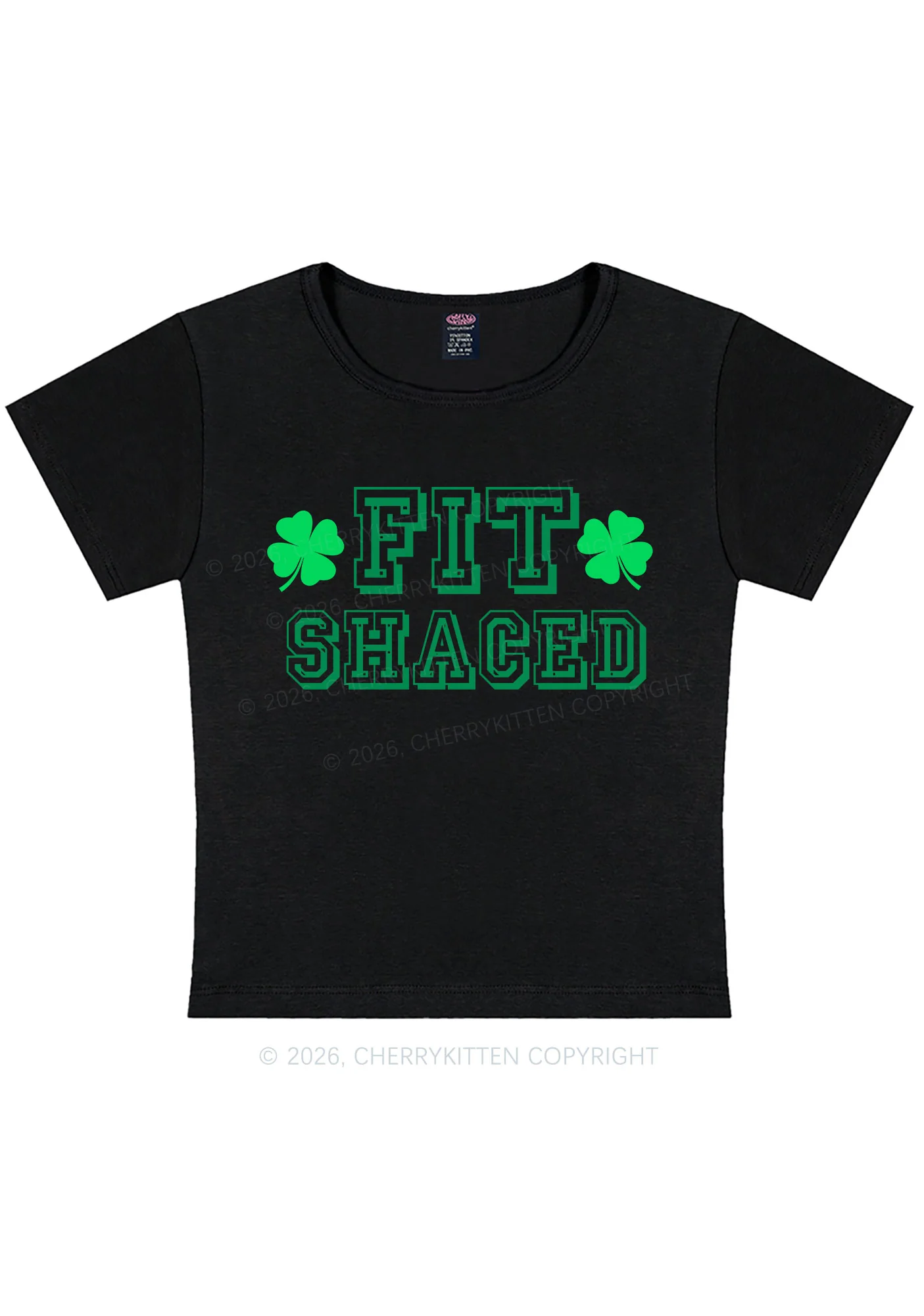 Fit Shaced St Patricks Y2K Baby Tee Cherrykitten - Image 3