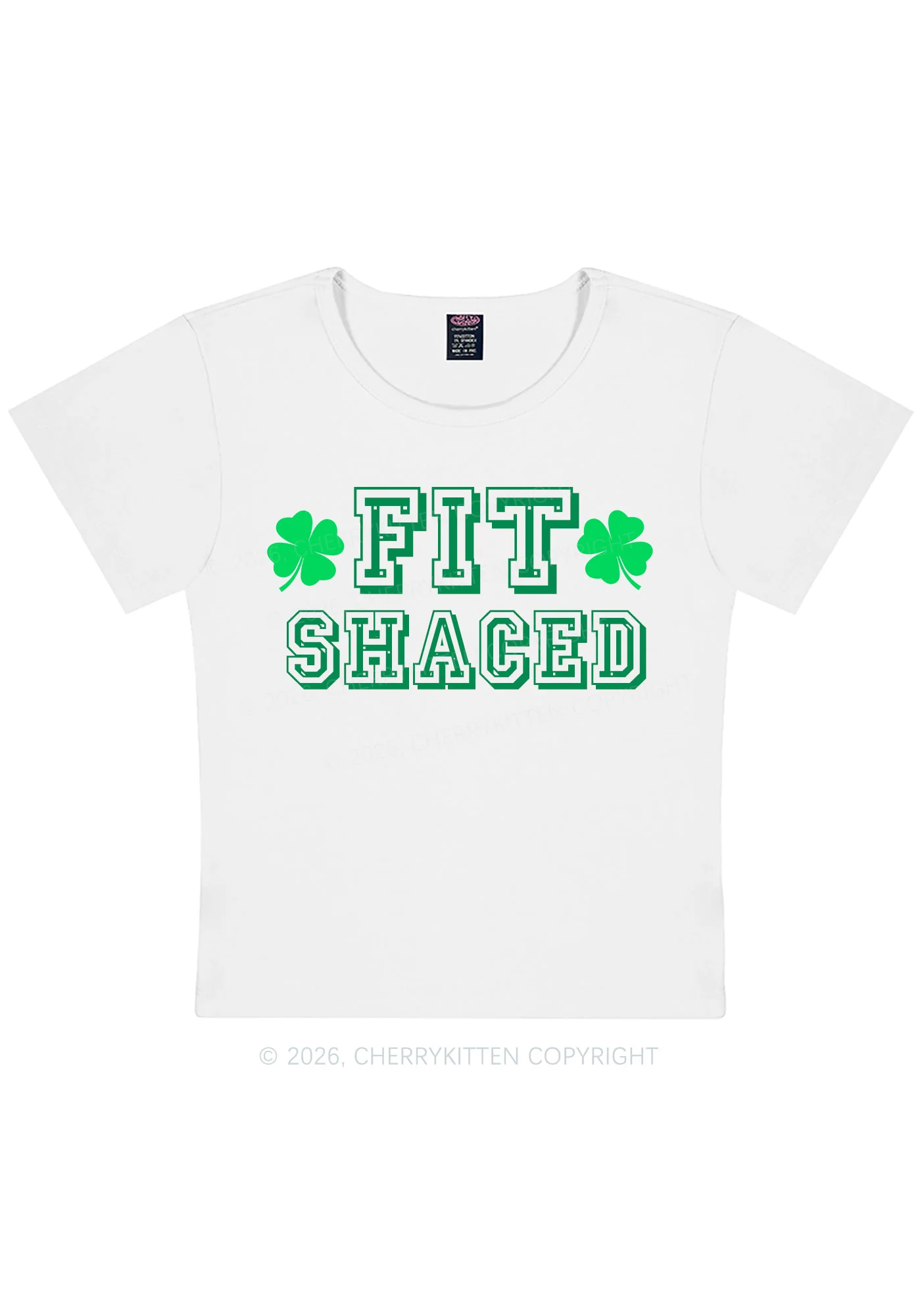 Fit Shaced St Patricks Y2K Baby Tee Cherrykitten - Image 4