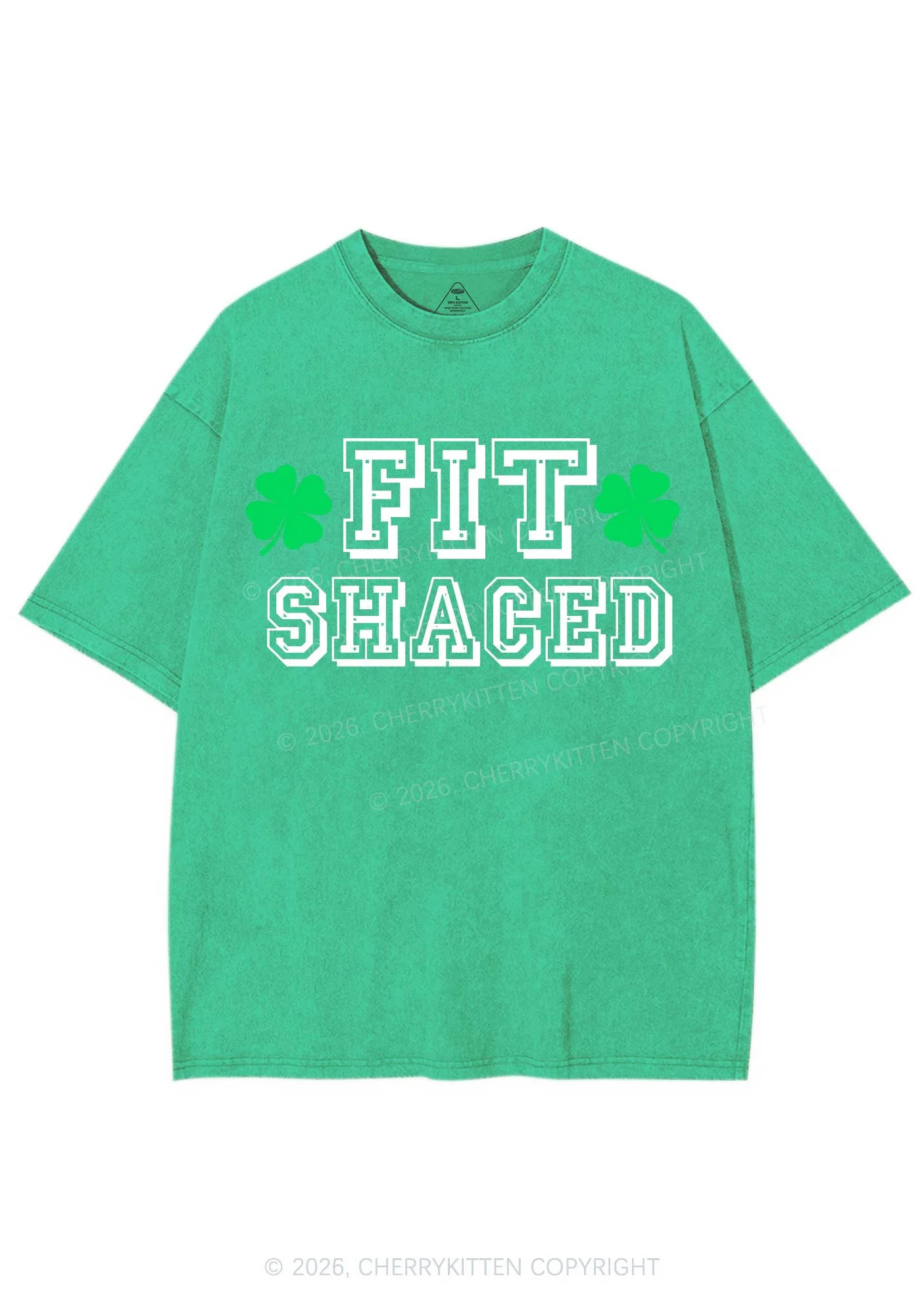Fit Shaced St Patricks Y2K Shirts Washed Tee Cherrykitten - Image 3