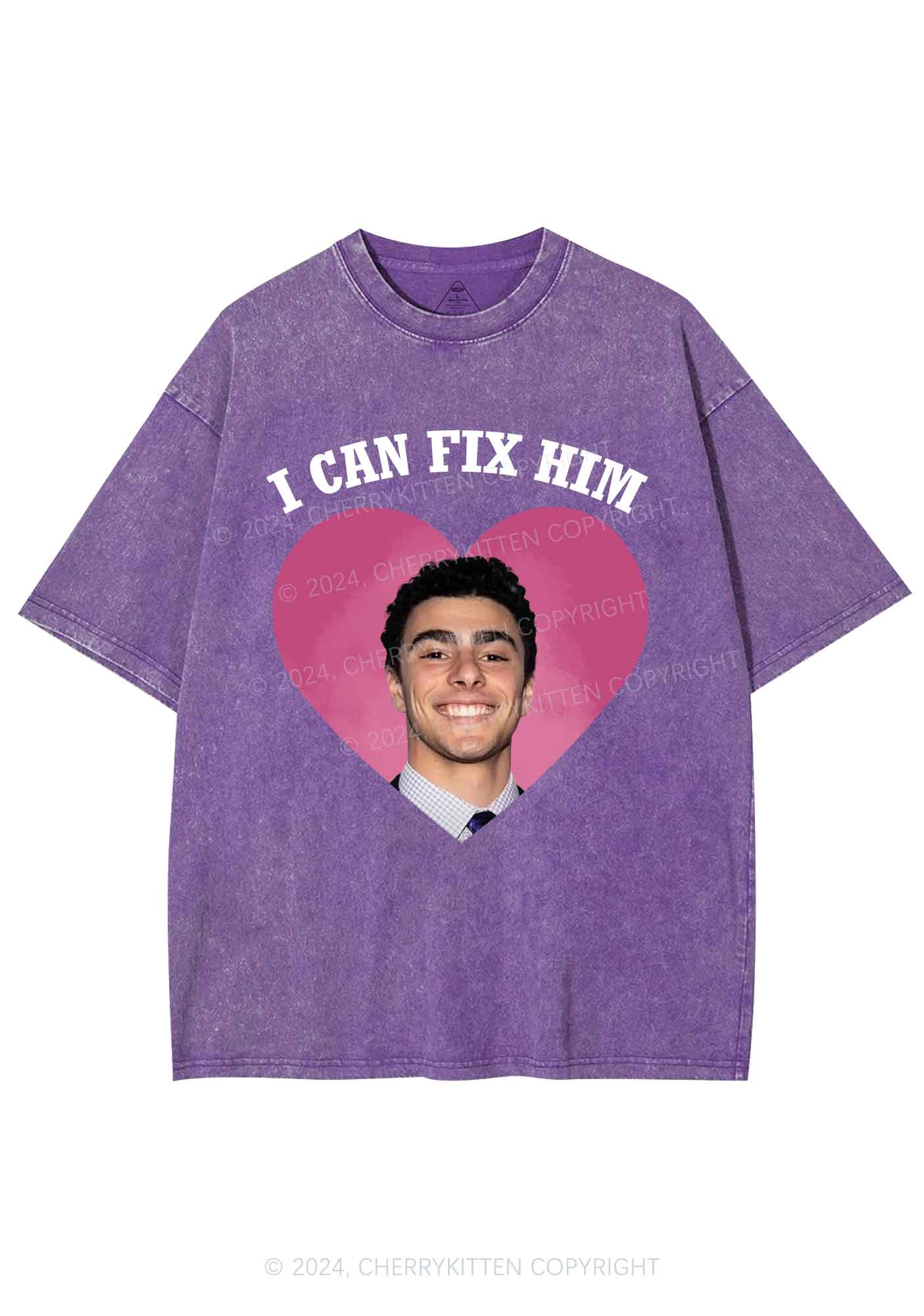 Fix Him Luigi Heart Y2K Washed Tee Cherrykitten - Image 6