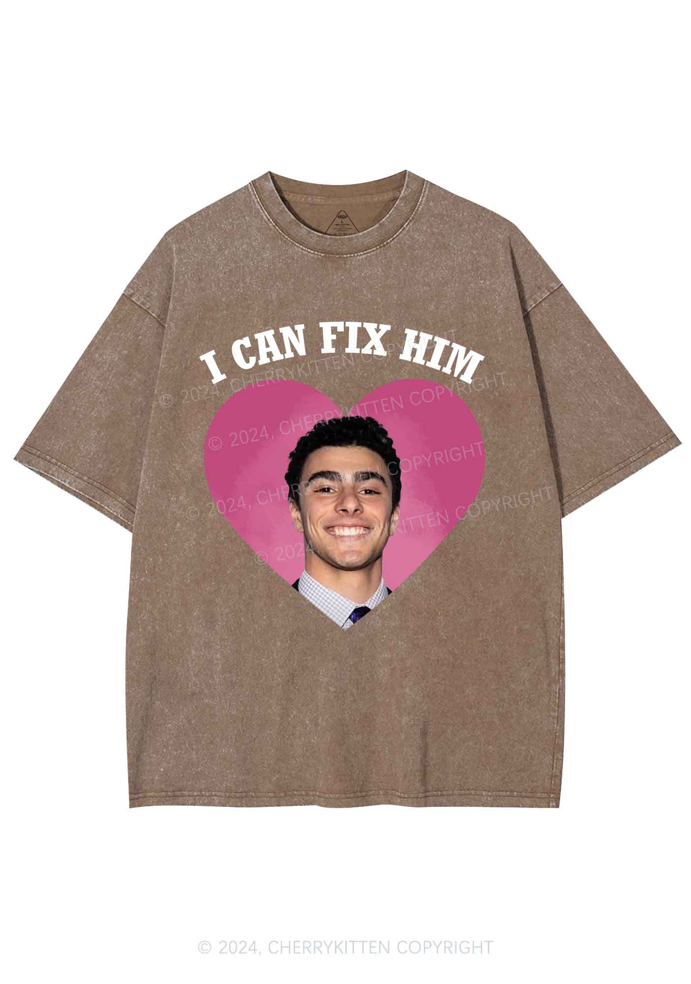 Fix Him Luigi Heart Y2K Washed Tee Cherrykitten - Image 7